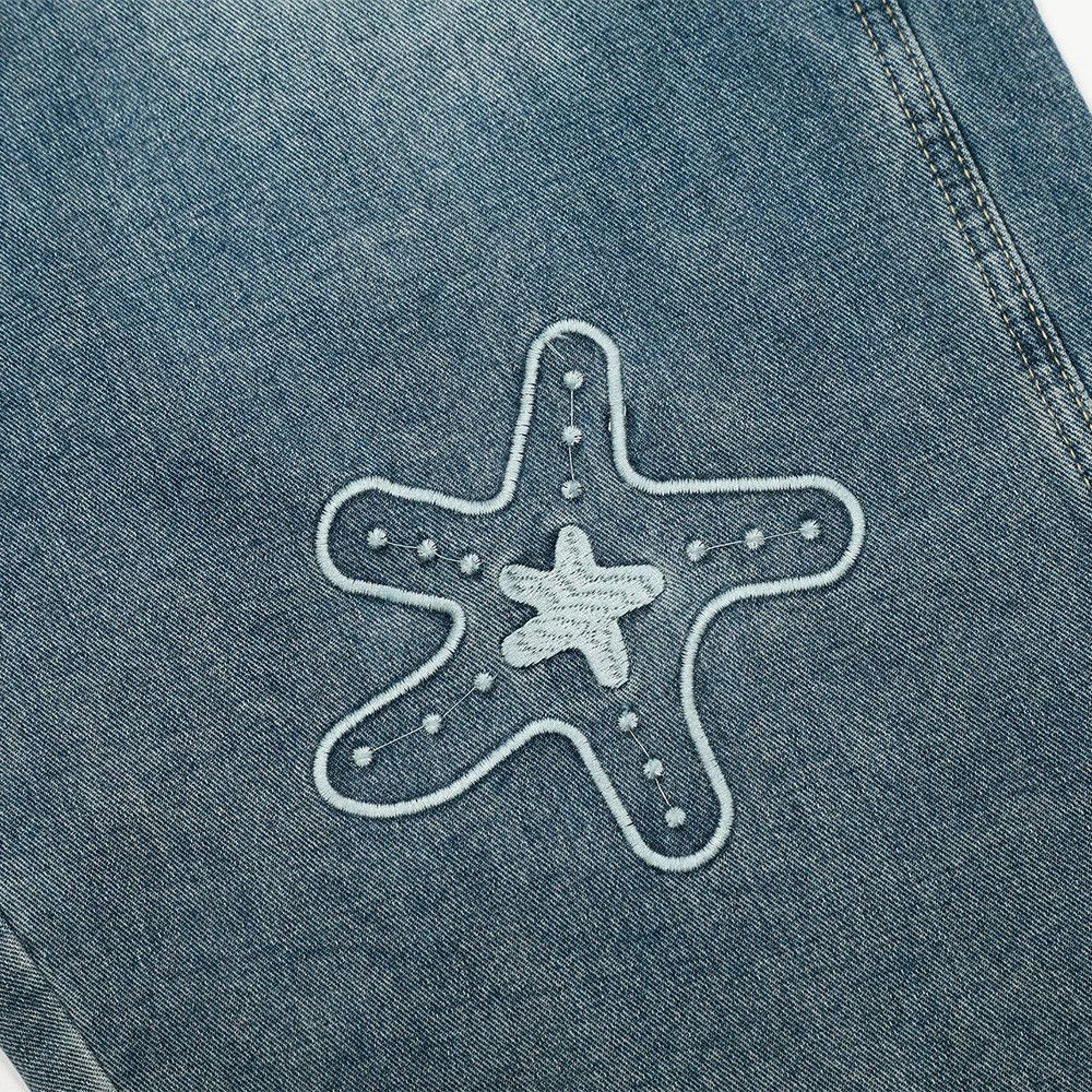 Jean Men's embroidered lettering washed distressed scimitar jeans Size US 32 / EU 48 - 4 Thumbnail