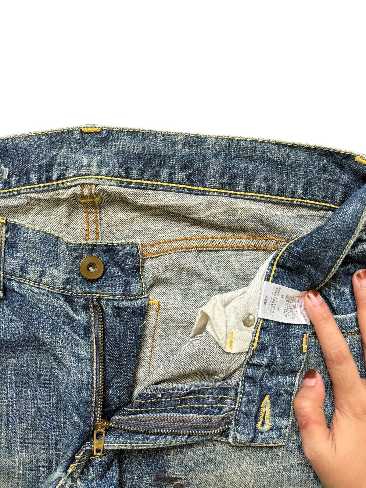 United Arrows Vintage United Arrow Mud Wash Painted Distress Loose Jeans Size 31" - 5 Thumbnail