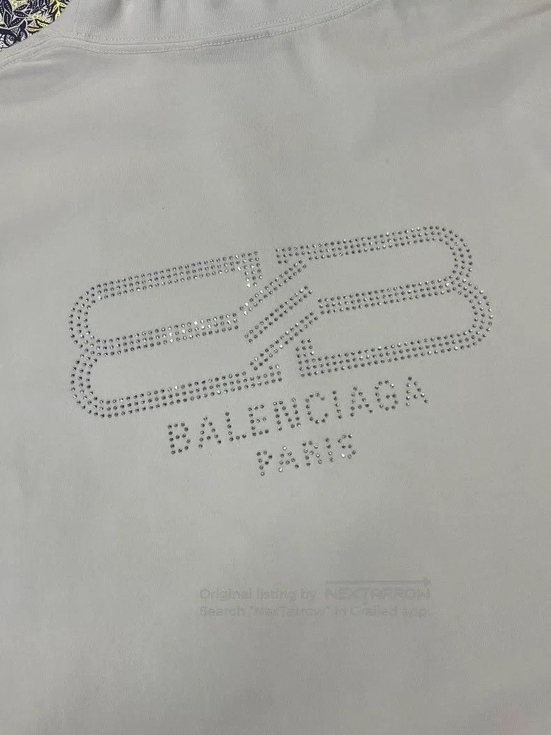 Balenciaga Balenciaga White short-sleeve T-shirt with lettered rhines Size US L / EU 52-54 / 3 - 3 Thumbnail