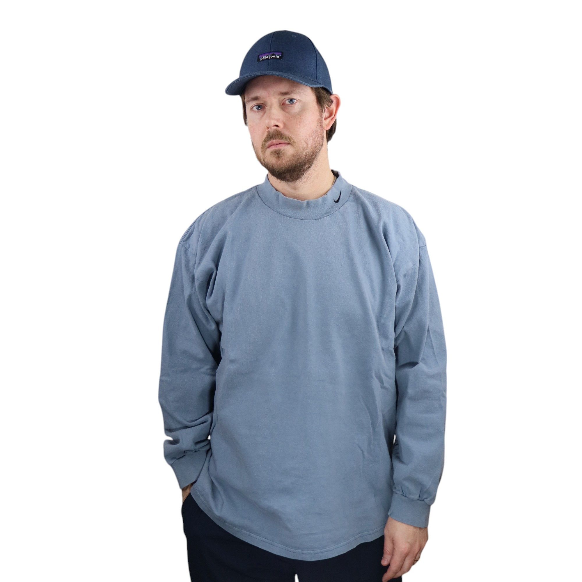 Nike × Vintage Vintage 90s Nike Mock Neck Mini Swoosh Long Sleeve T Shirt Size US XL / EU 56 / 4 - 1 Thumbnail