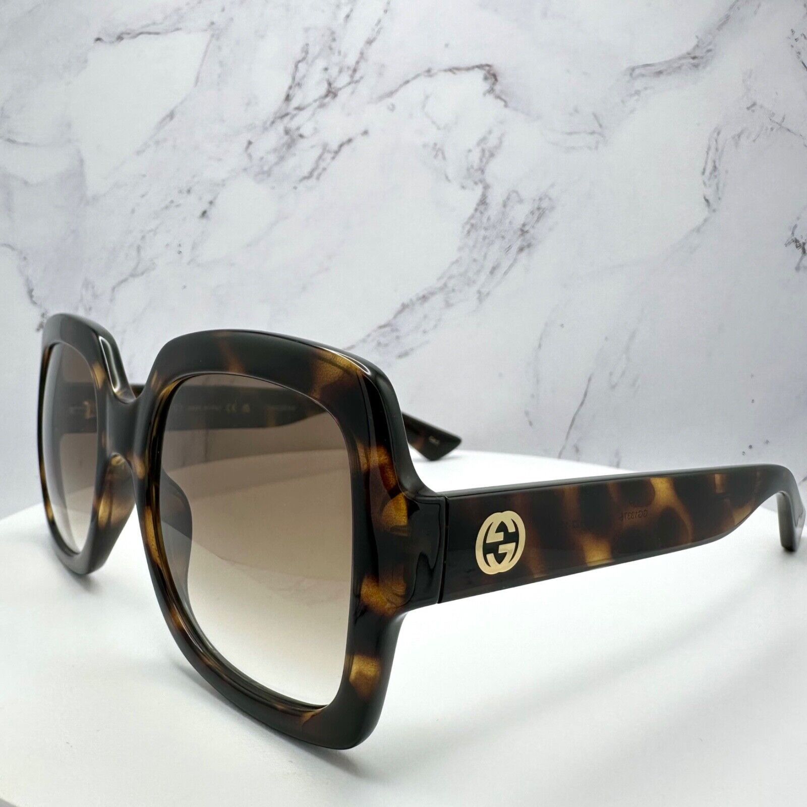 Gucci Gucci Sunglasses Brown Black Tortoise Gold GG Oversized Size ONE SIZE - 19 Thumbnail