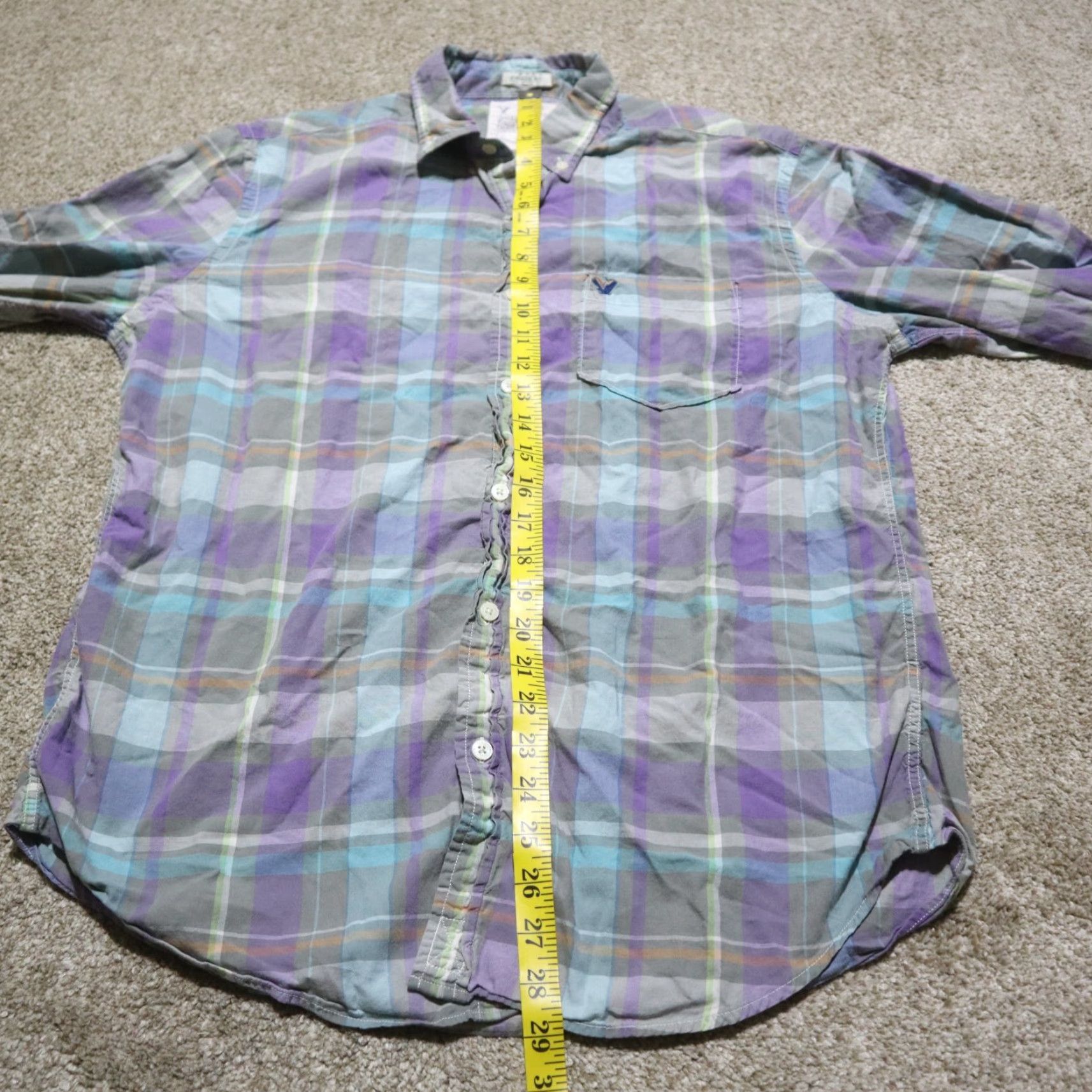 American Eagle Outfitters VINTAGE American Eagle Outfitters Shirt Men L Blue Plaid Button-Up Long Sleeve Wide Collar 90s Theme History Decade Mens Size US L / EU 52-54 / 3 - 6 Thumbnail