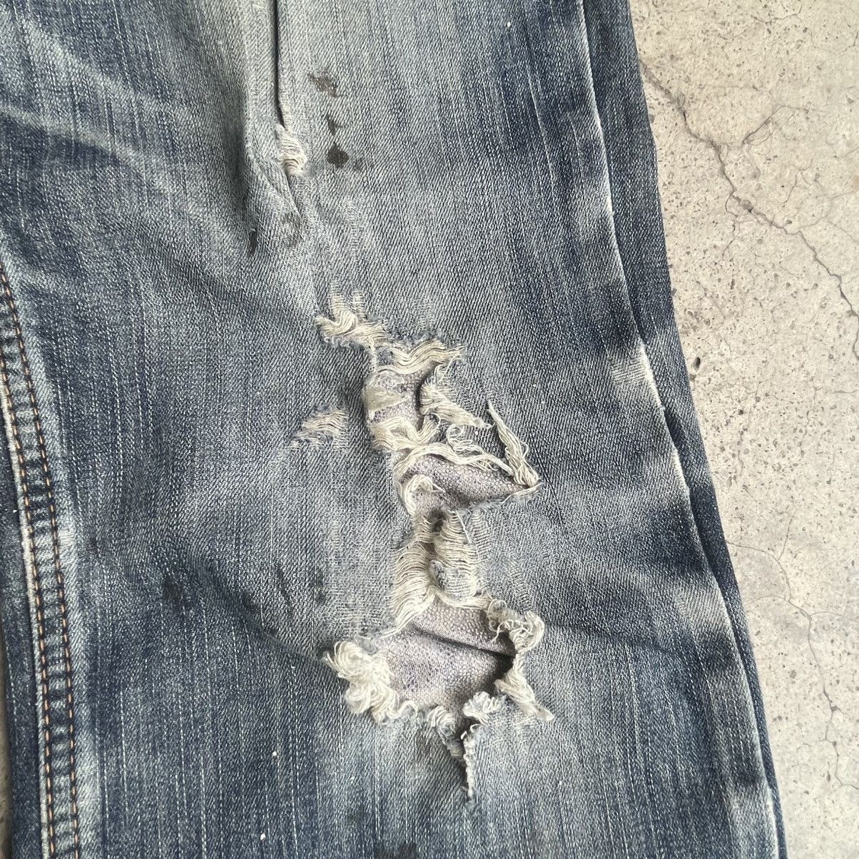 Edwin 🔥Vintage Edwin Edge Of Blue Stoned Washed Distress Jeans Size US 34 / EU 50 - 9 Thumbnail