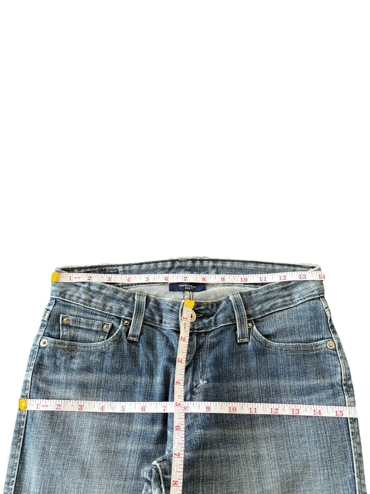 Levi's Vintage 90s Levis 553 Faded Wash Distressed Flare Jeans Size 28" / US 6 / IT 42 - 6 Thumbnail