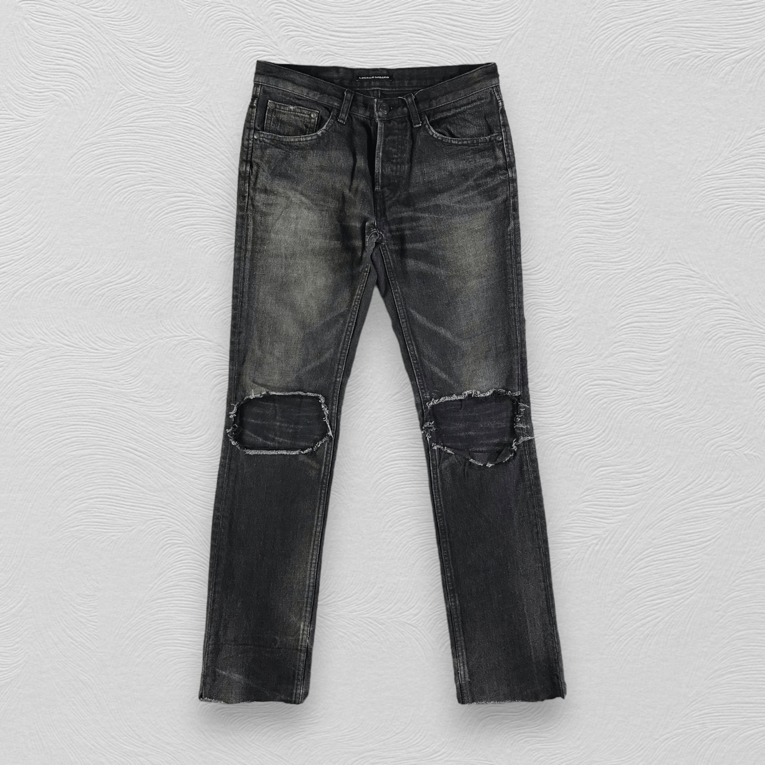 Japanese Brand Lounge Lizard Distressed Jeans Faded Black Denim KJ2203 Size US 30 / EU 46 - 1 Thumbnail