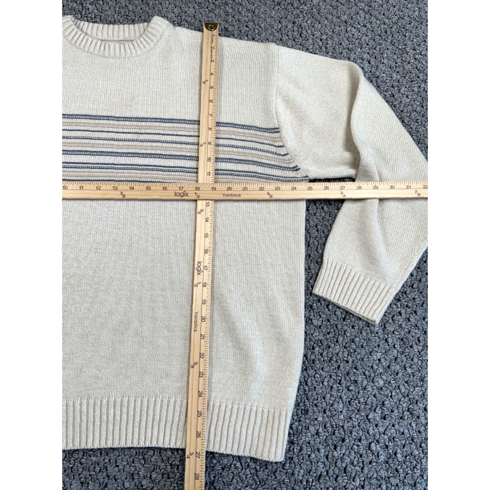 Vintage VINTAGE Munsingwear Sweater Mens XL Beige Striped Crewneck Y2K Midweight Acrylic Knit Pullover Size US XL / EU 56 / 4 - 4 Thumbnail