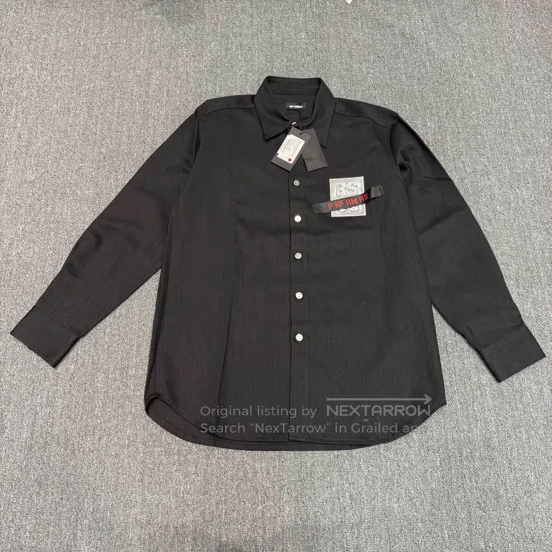 Raf Simons Raf Simons Black leather branded denim shirt jacket Size US S / EU 44-46 / 1 - 1 Thumbnail