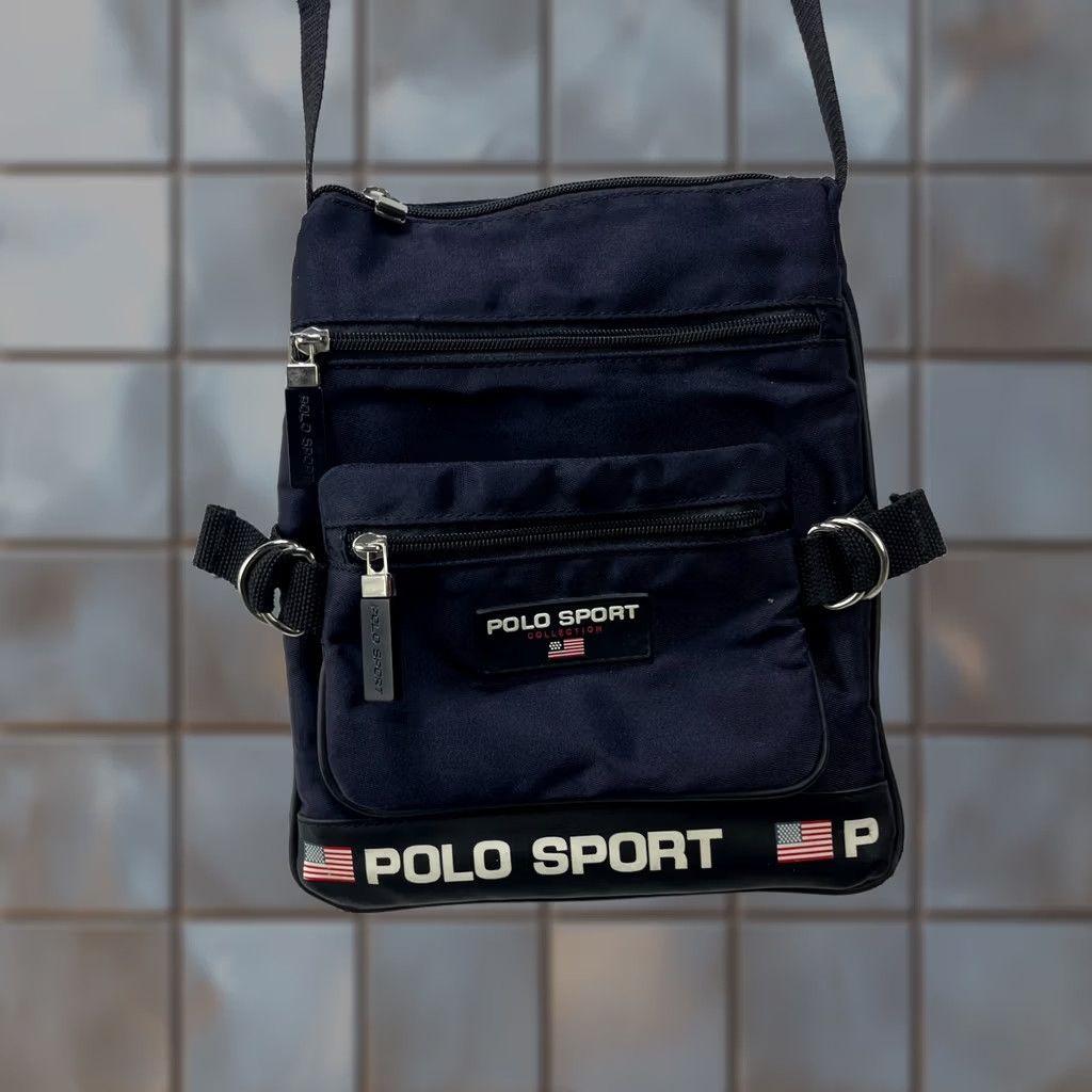 Vintage VINTAGE Polo Sport Ralph Lauren Crossbody Messenger Bag 90s Medium Black Nylon Outdoor Size US M / EU 48-50 / 2 - 1 Thumbnail