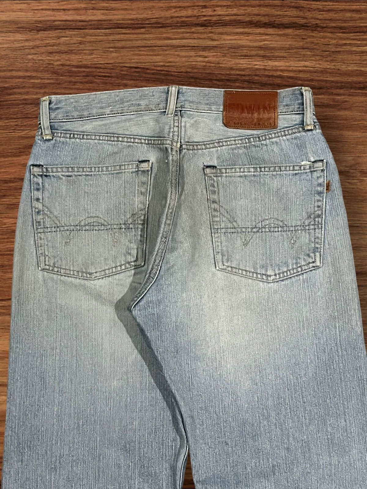 Edwin × Vintage Vintage Edwin 505X Blue Washed Distressed Selvedge Jeans Size US 29 - 8 Thumbnail