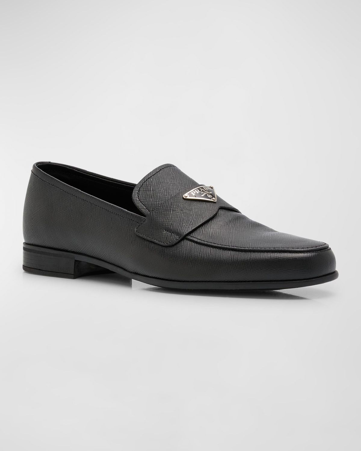 Prada o1mt1gz0925 Triangle Logo Saffiano Leather Loafers Size US 10 / EU 43 - 2 Thumbnail