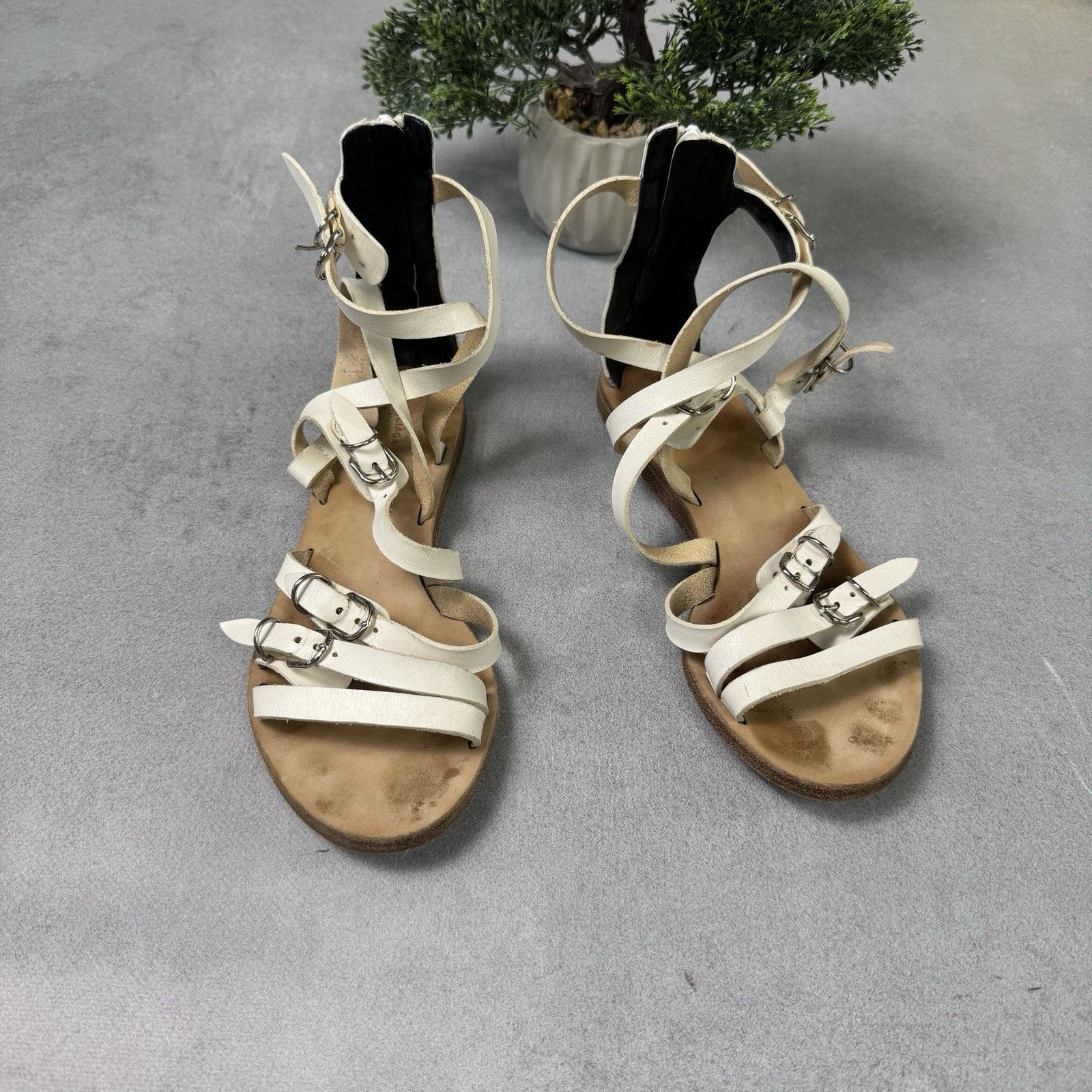 Balenciaga Balenciaga Bickle White Leather Gladiator Ankle Sandals 37 Size US 7 / IT 37 - 2 Thumbnail