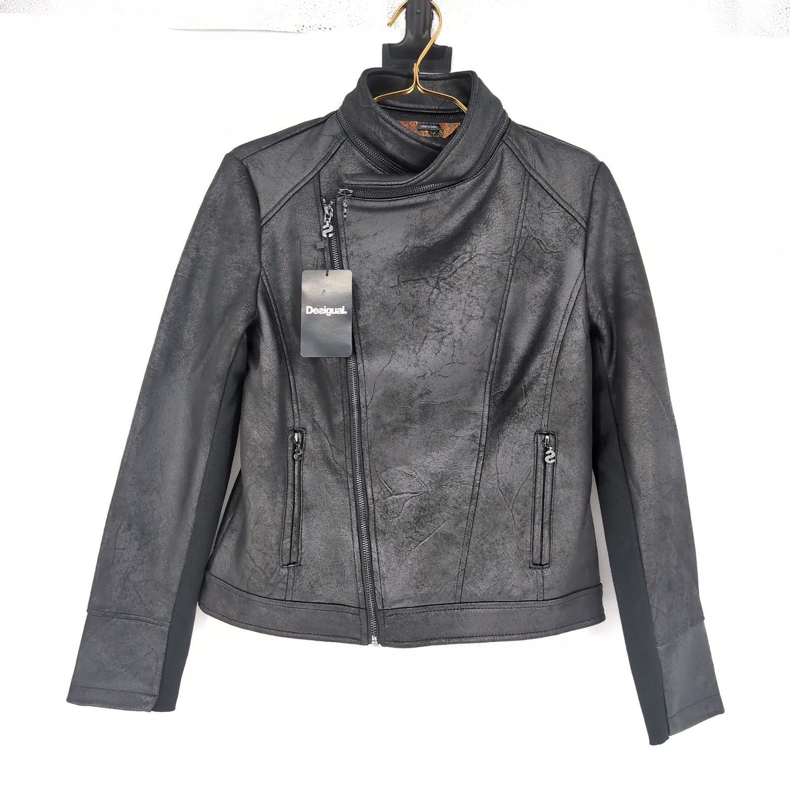 Desigual Desigual Millet NWT Black Zipper Motorcycle Jacket US Size 6 Size S / US 4 / IT 40 - 2 Thumbnail