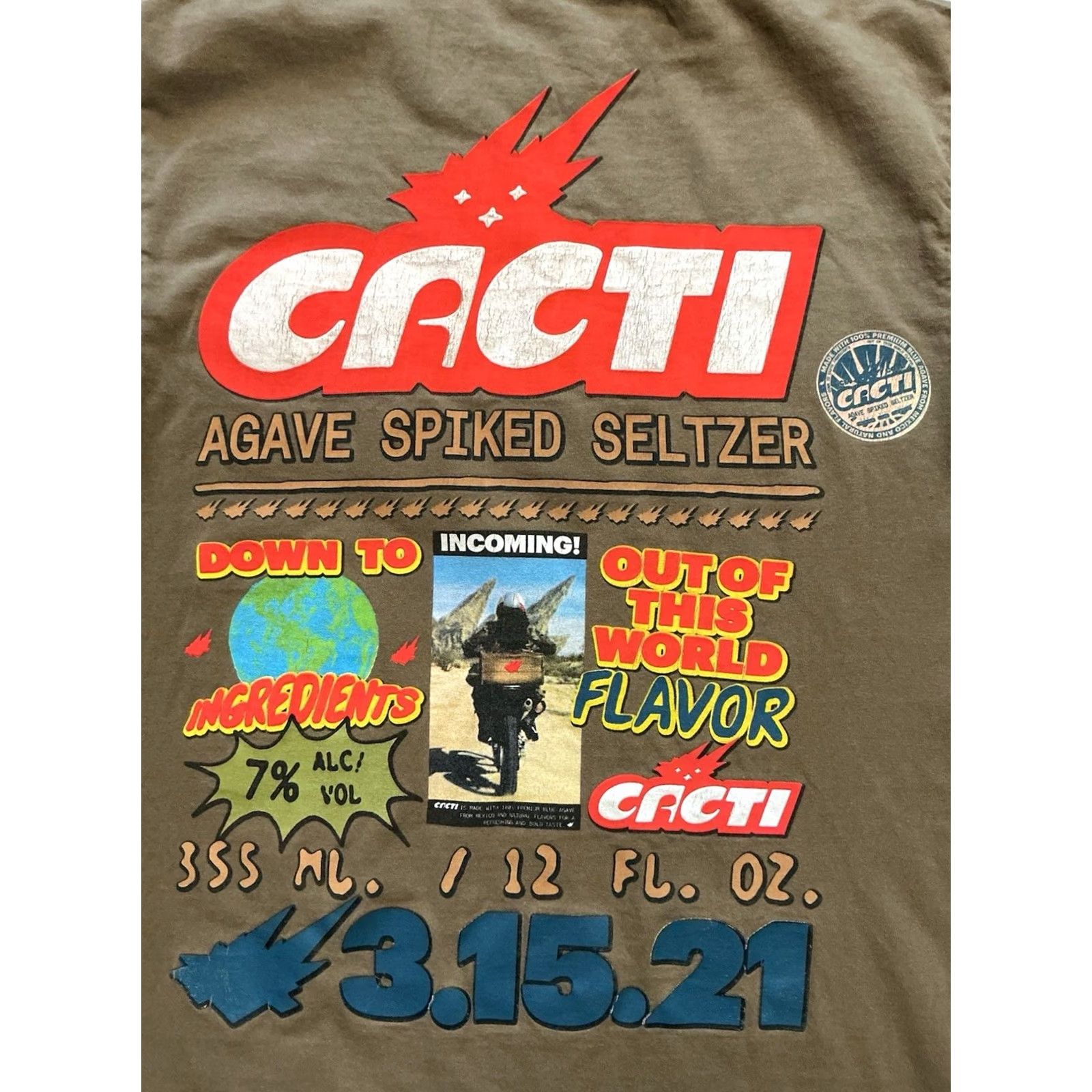 Vintage Cacti Travis Scott Agave Spiked Seltzer Out Of This World Brown Graphic T-Shirt Mens Medium Size US M / EU 48-50 / 2 - 4 Thumbnail