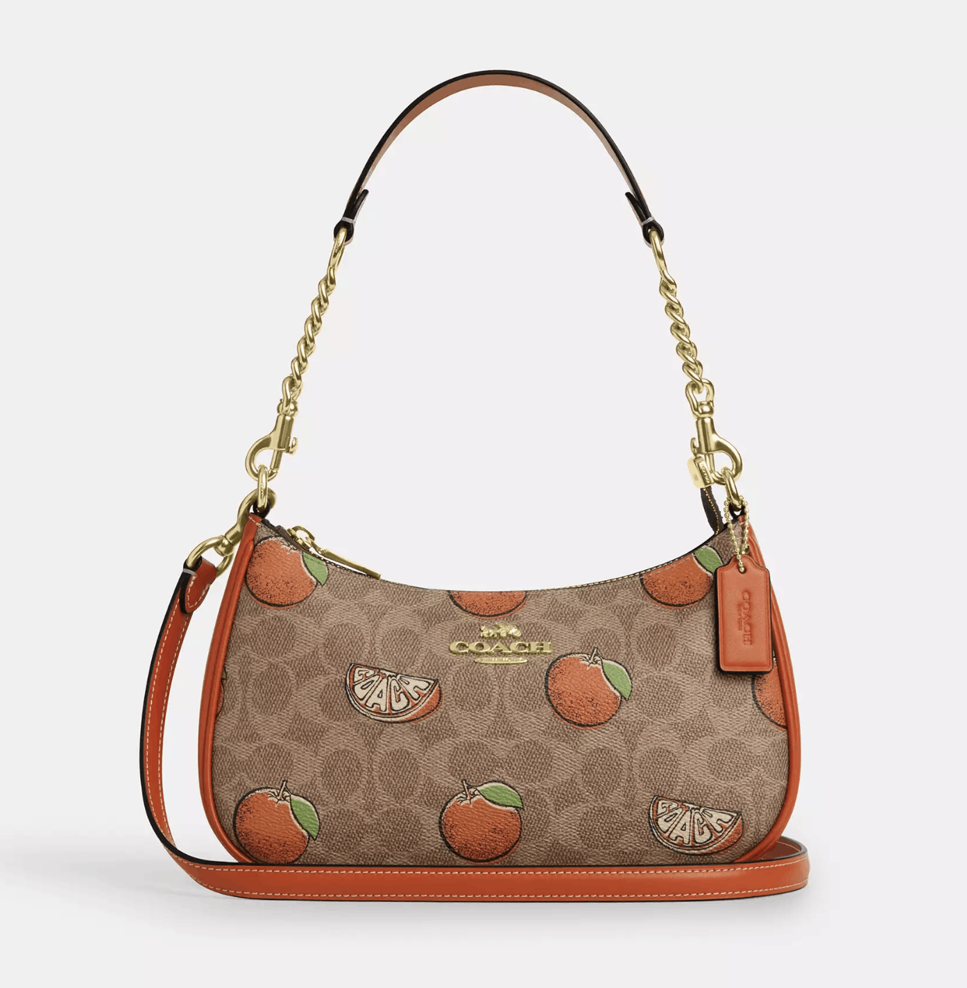 Coach Teri Shoulder Bag In Signature With Orange Print CAL80 Size ONE SIZE - 6 Thumbnail