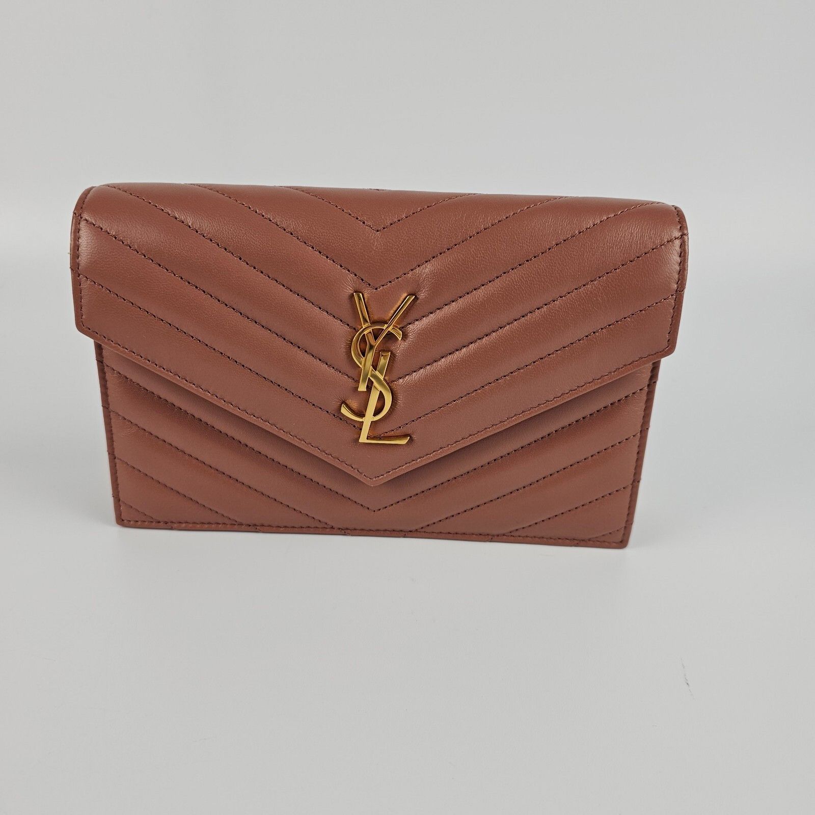 Saint Laurent Paris SAINT LAURENT Cassandre Envelope Barely Pink Leather Chain W Size ONE SIZE - 4 Thumbnail