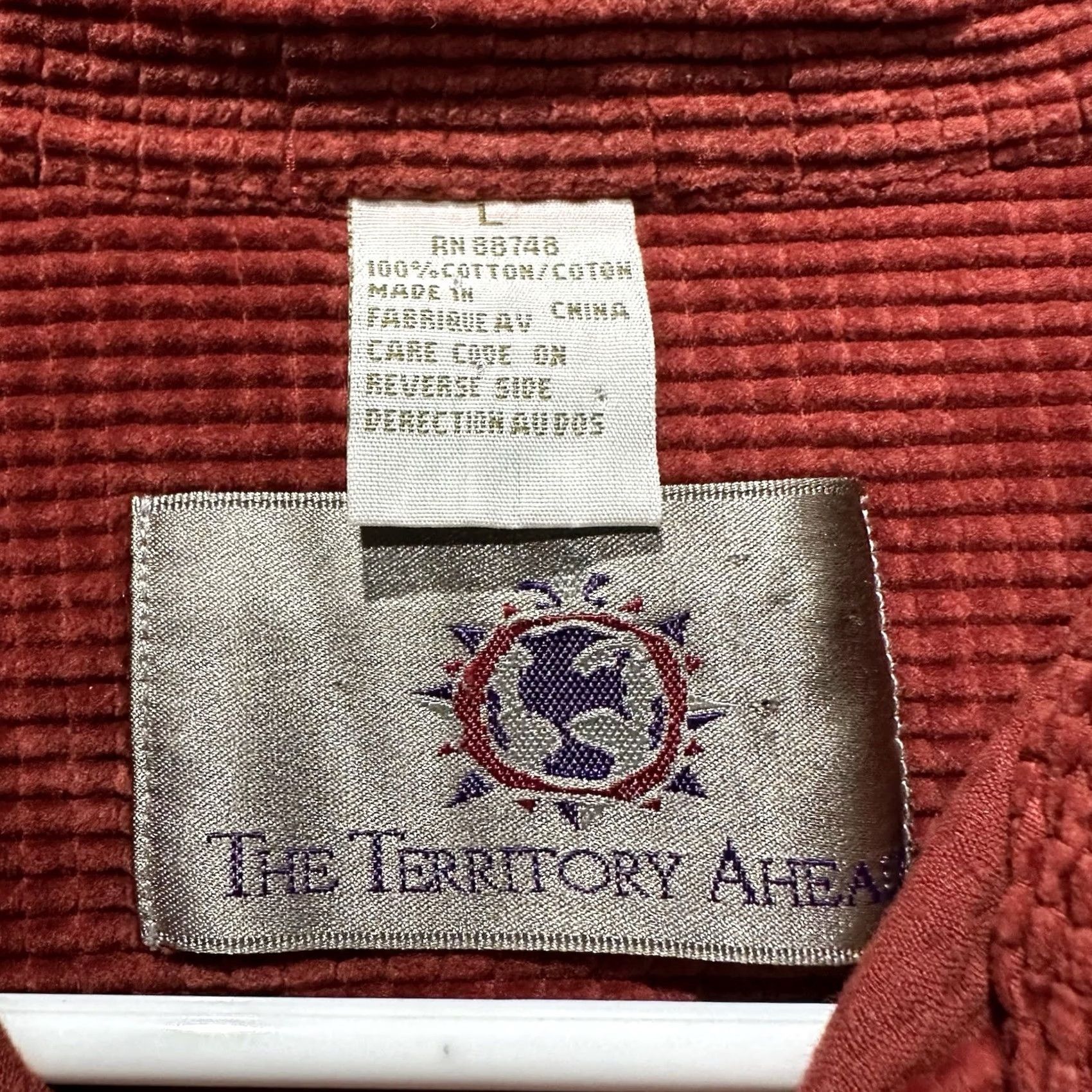 The Territory Ahead The Territory Ahead Shirt Mens L Orange/Red Waffle Textured Button-Up Heavy GUC Size US L / EU 52-54 / 3 - 7 Thumbnail