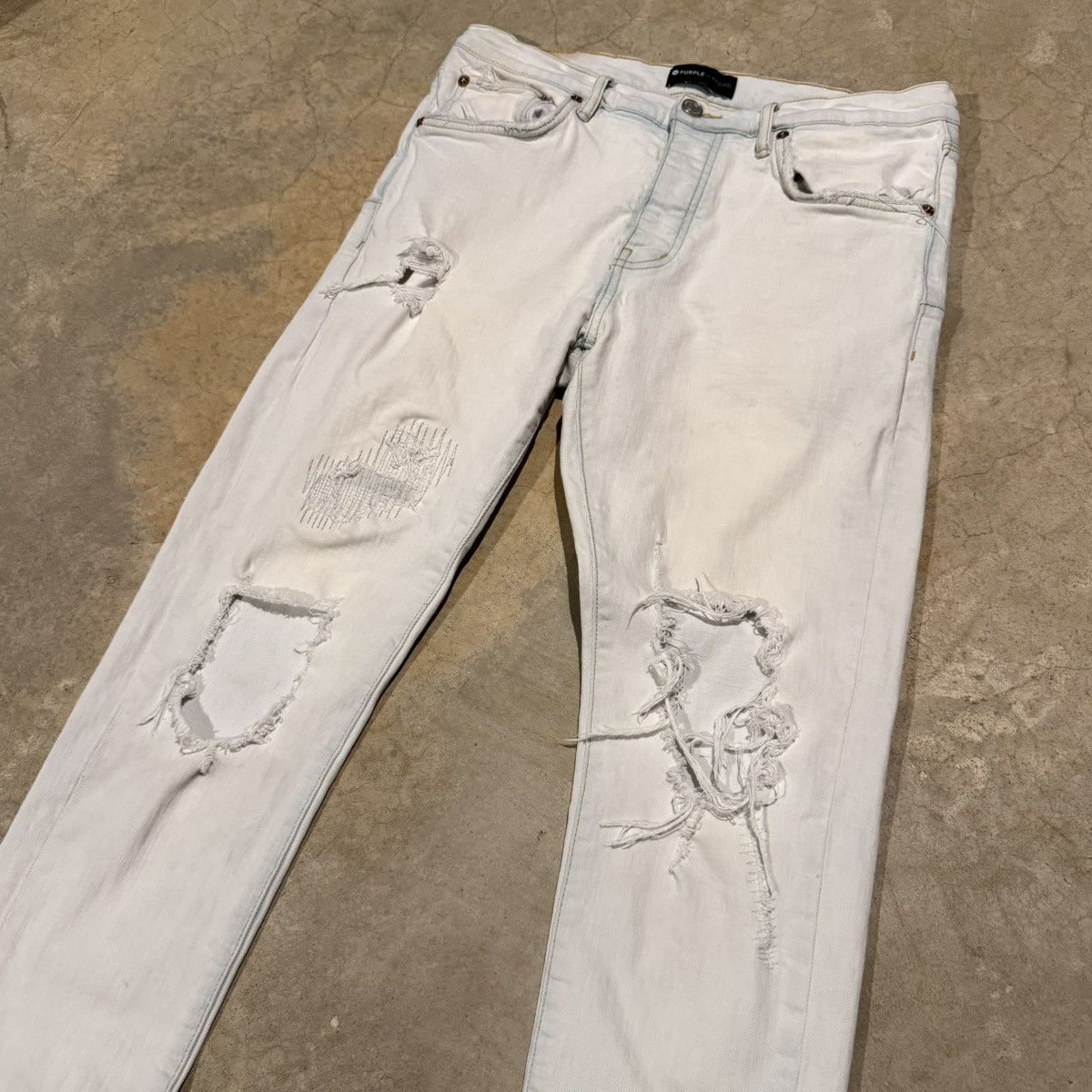 Purple Brand Purple Brand P001 Superlight Indigo Blowout Slim Fit Jeans Size US 33 - 4 Thumbnail