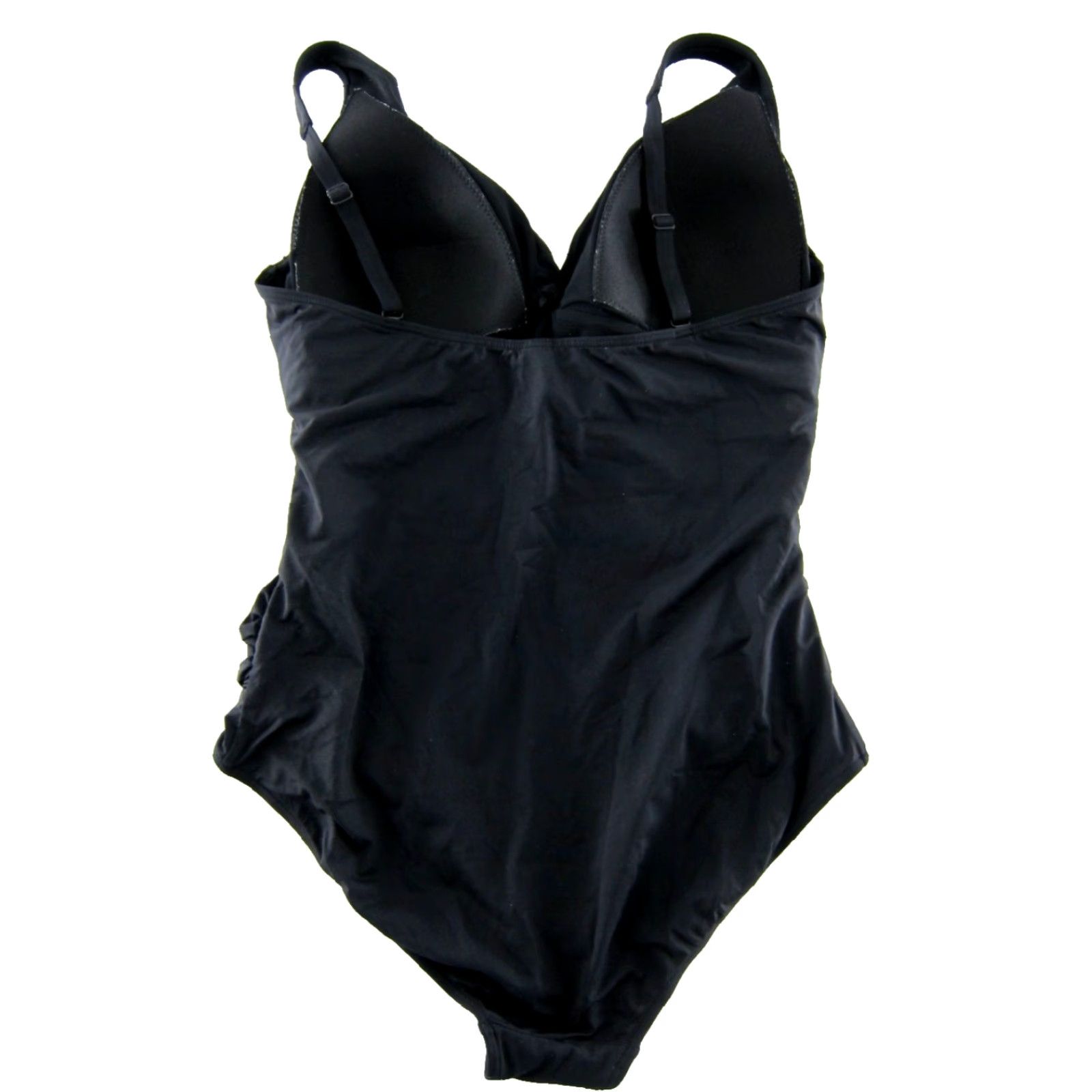 Vintage Sea Level Australia Black One Piece Swimsuit US Size 14 V-Neck Slimming Padded Built-In Bra Women's Pattern: Solid 90s Beach Theme Size ONE SIZE - 4 Thumbnail