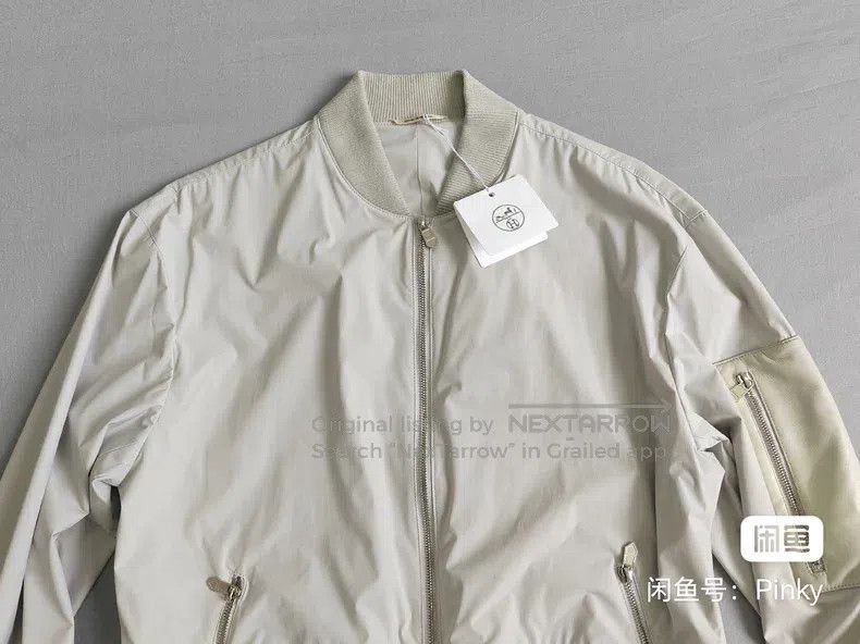 Hermes Hermes Men's leather jacket, light grey, hem lamb leather Size US S / EU 44-46 / 1 - 2 Thumbnail