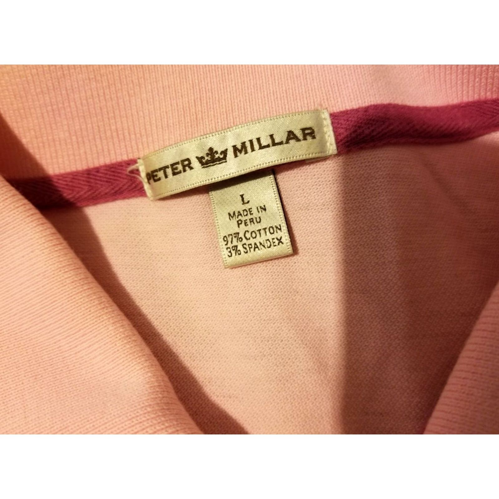 Peter Millar Mens Peter Millar Polo Shirt L Large Pink Cotton Golf Size US L / EU 52-54 / 3 - 3 Thumbnail