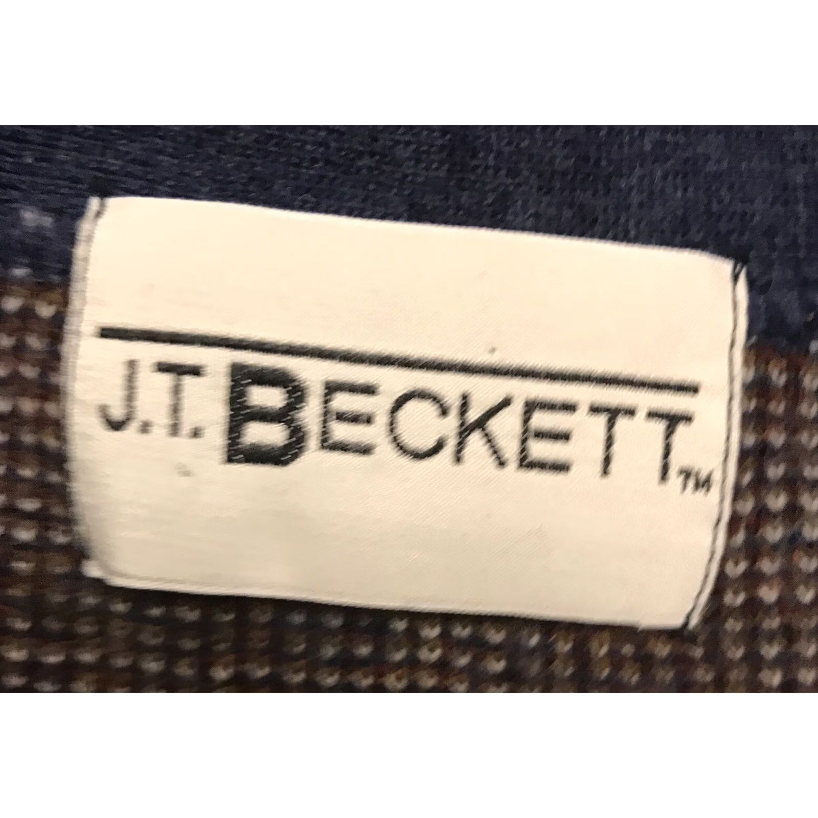 Vintage VINTAGE JT Beckett Sweater Vest LARGE Geometric blue wool button 90s Mens Size US L / EU 52-54 / 3 - 3 Thumbnail