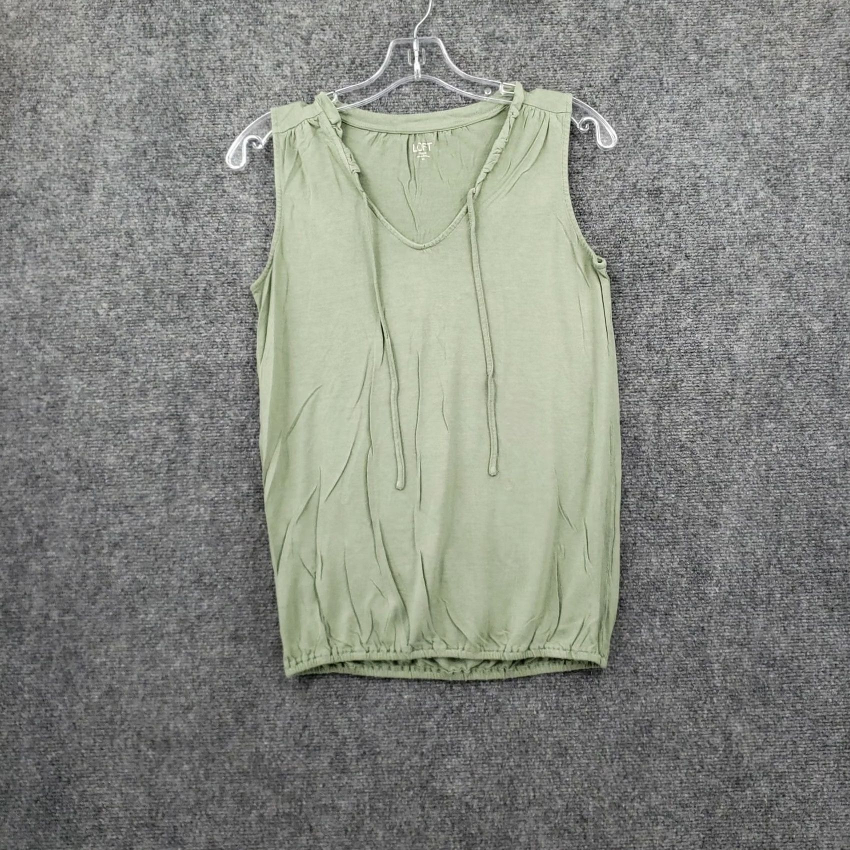 Loft Loft Outlet Tank Womens XS Green Ruched V Neck Drawstring Sleeveless Drawstring Size ONE SIZE - 2 Thumbnail