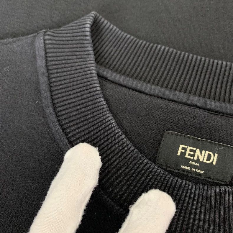 Fendi Fendi Black Logo Cotton Long Sleeve Sweatshirt Size US L / EU 52-54 / 3 - 8 Thumbnail