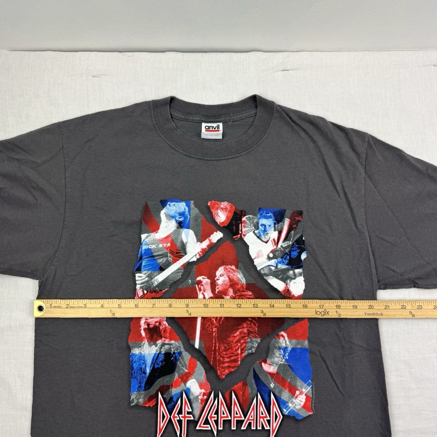 Anvil VINTAGE Def Leppard T Shirt Men Large Gray Graphic Band Tee 90s Rock N Roll Concert Tee Size US L / EU 52-54 / 3 - 7 Thumbnail