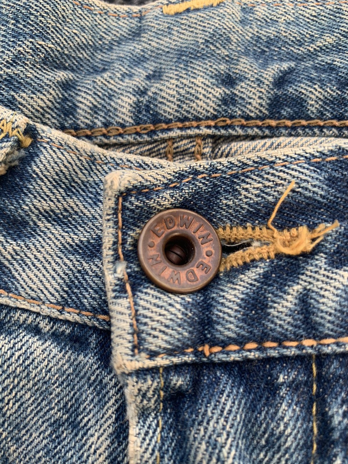 Kapital VINTAGE EDWIN 505 SELVEDGE BAGGY JAPANESE DISTRESSED DENIM Size US 29 - 13 Thumbnail