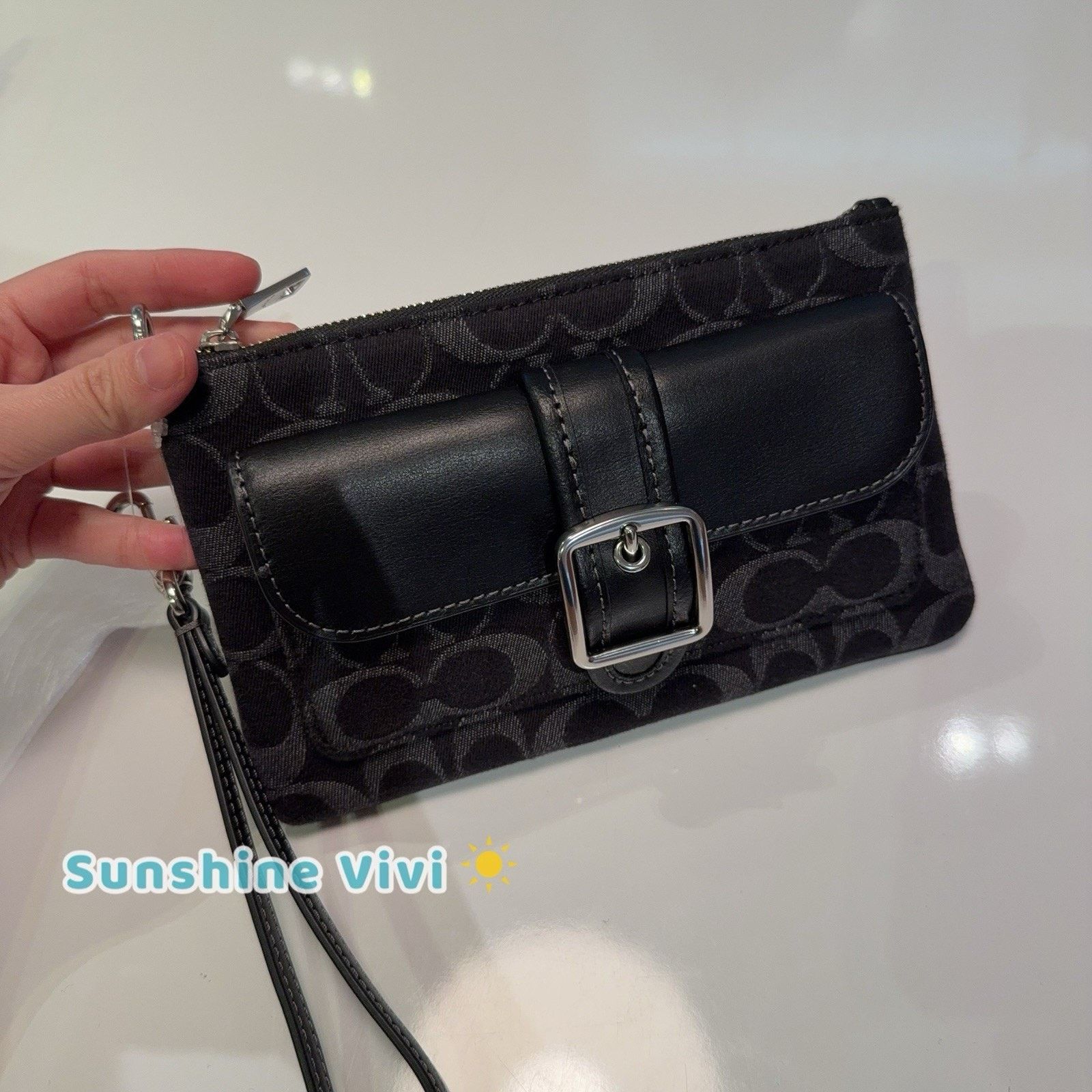 Coach NWT Coach Ashton Wristlet Signature Jacquard black CEF57 Size ONE SIZE - 1 Thumbnail