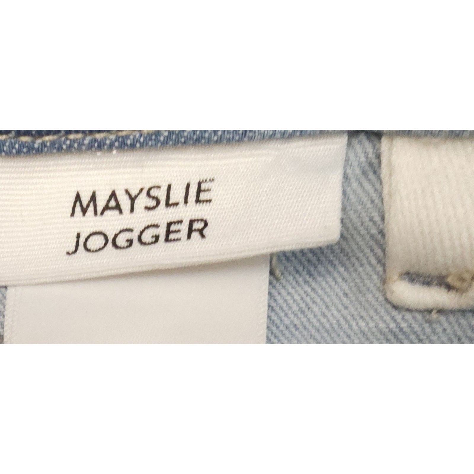 Paige Paige Mayslie High-Rise Denim Joggers Light Wash Zip Hems Size 31" - 4 Thumbnail
