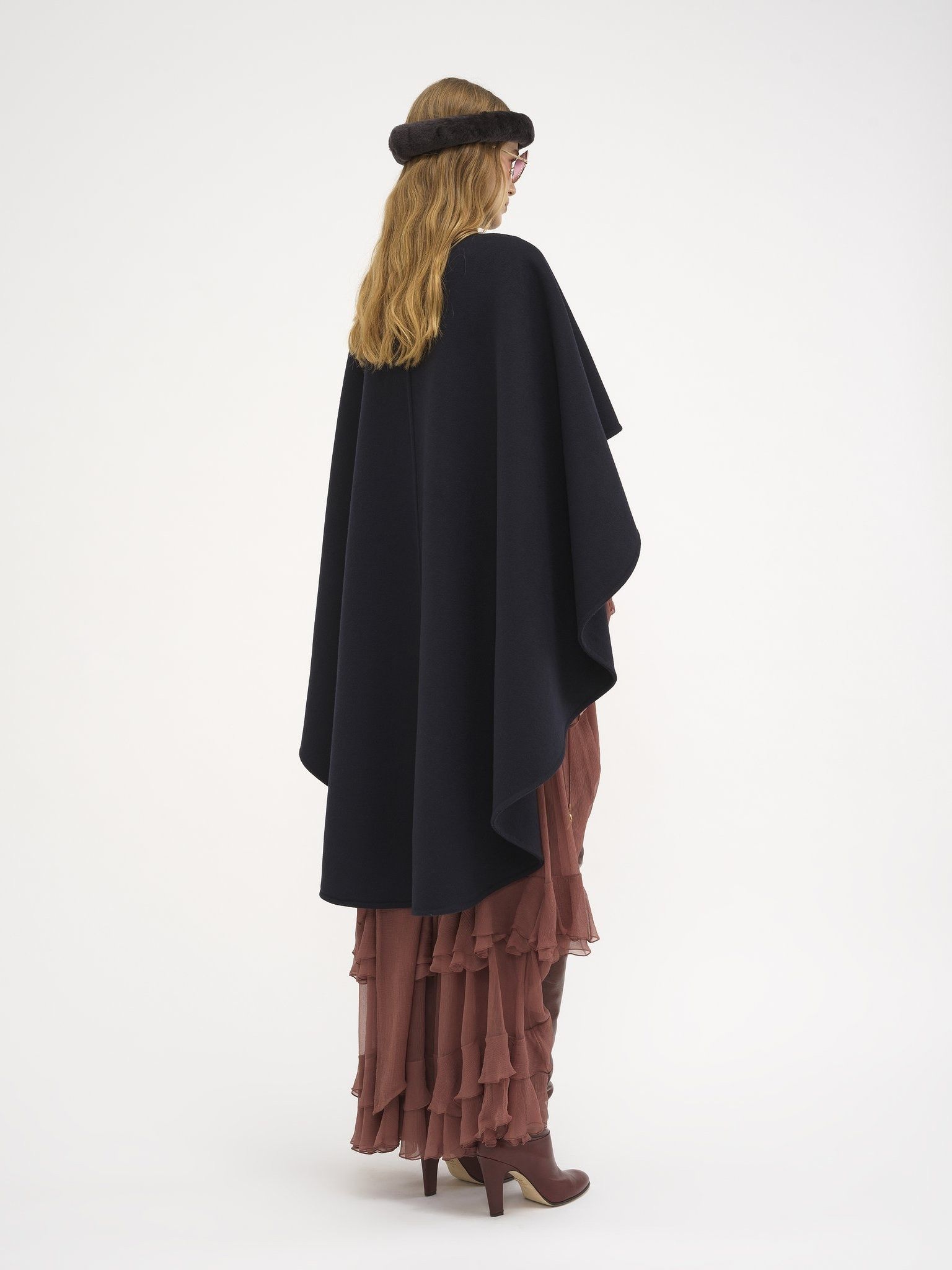 Chloe o1loc1c11025 High-Low Cape in Midnight Blue Size L / US 10 / IT 46 - 5 Thumbnail