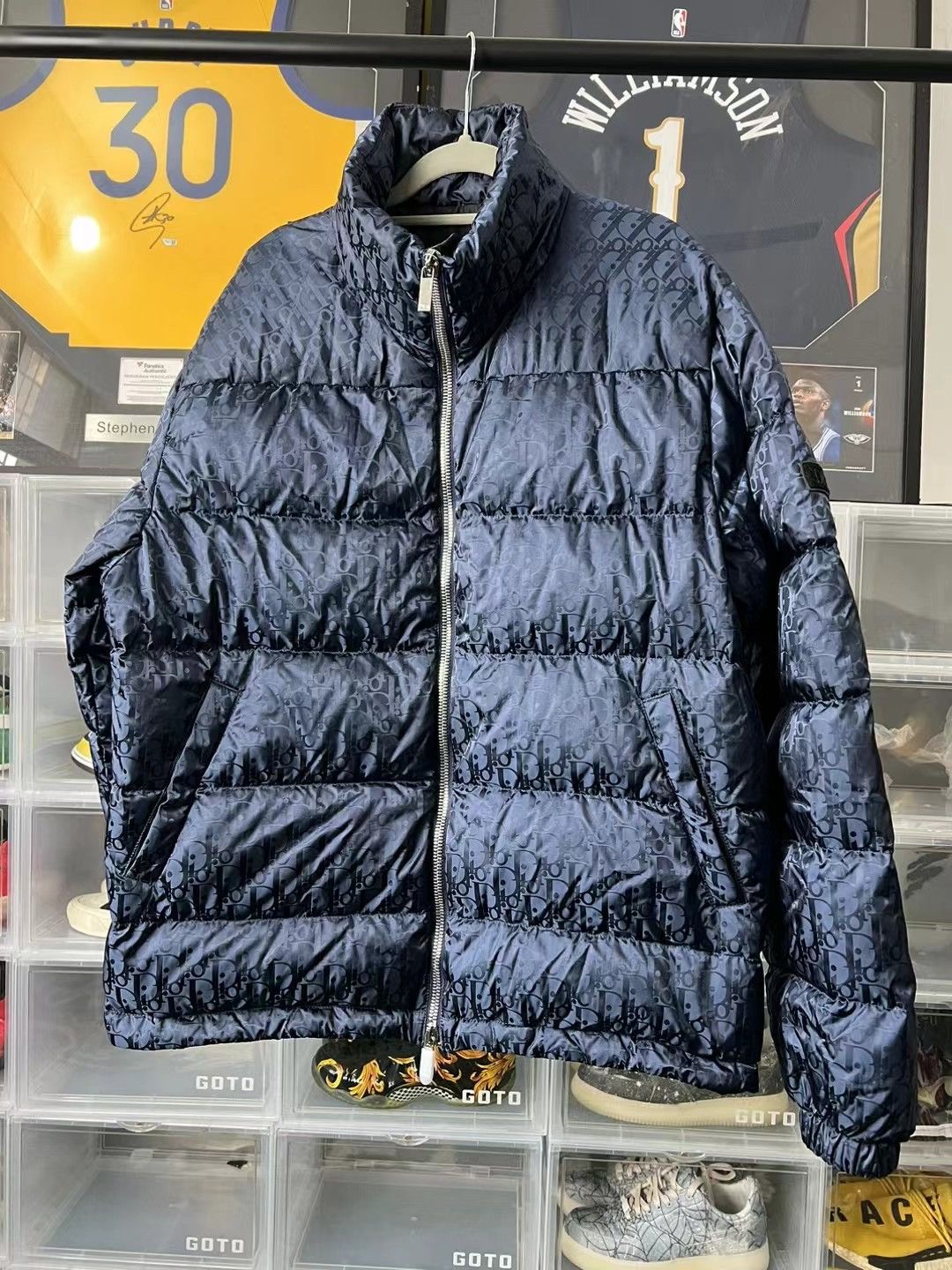 Dior DIOR OBLIQUE DOWN JACKET NAVY BLUE Grailed