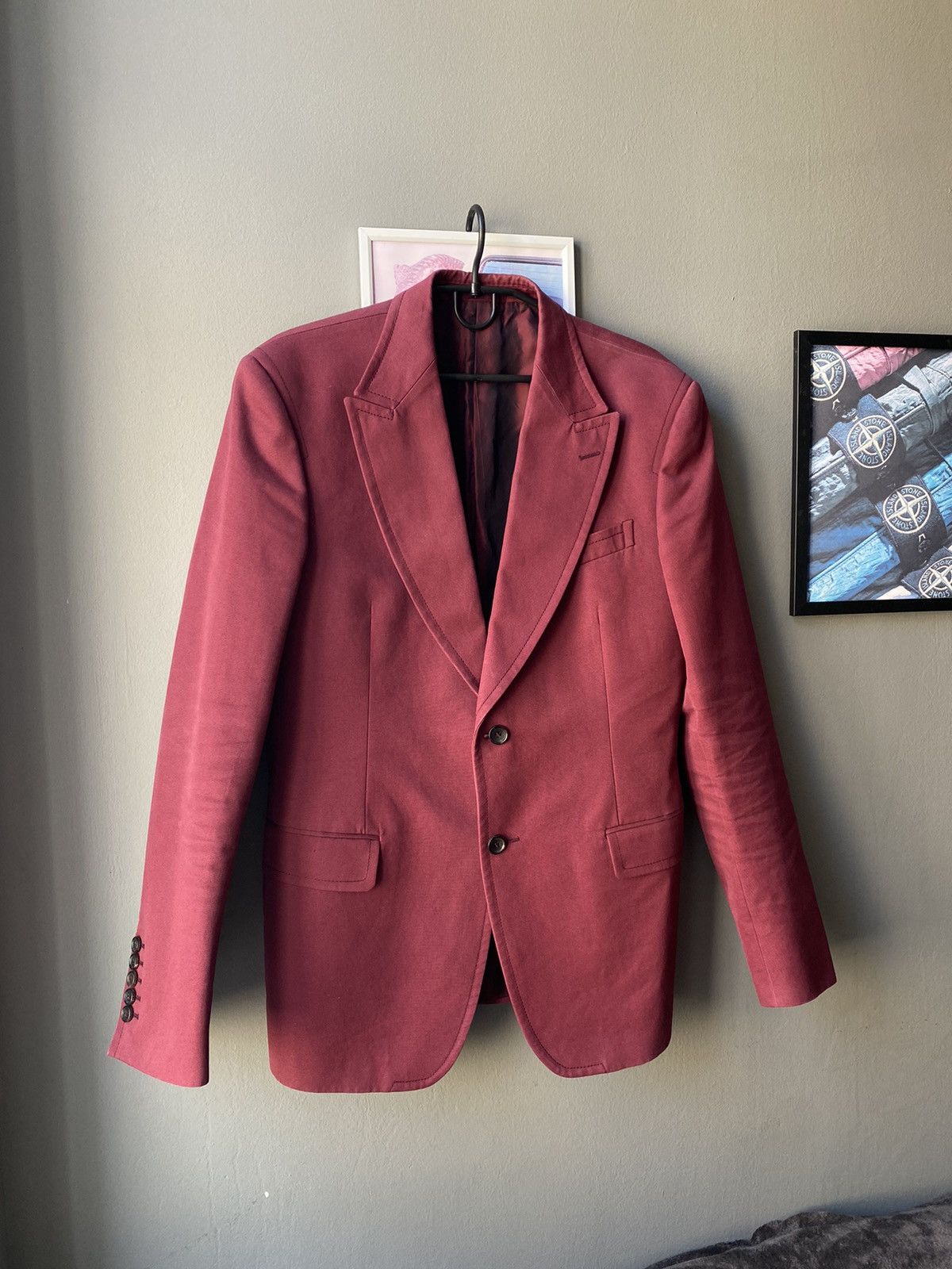 Tom Ford for Gucci Pinstriped Suit Blazer Peak Lapels