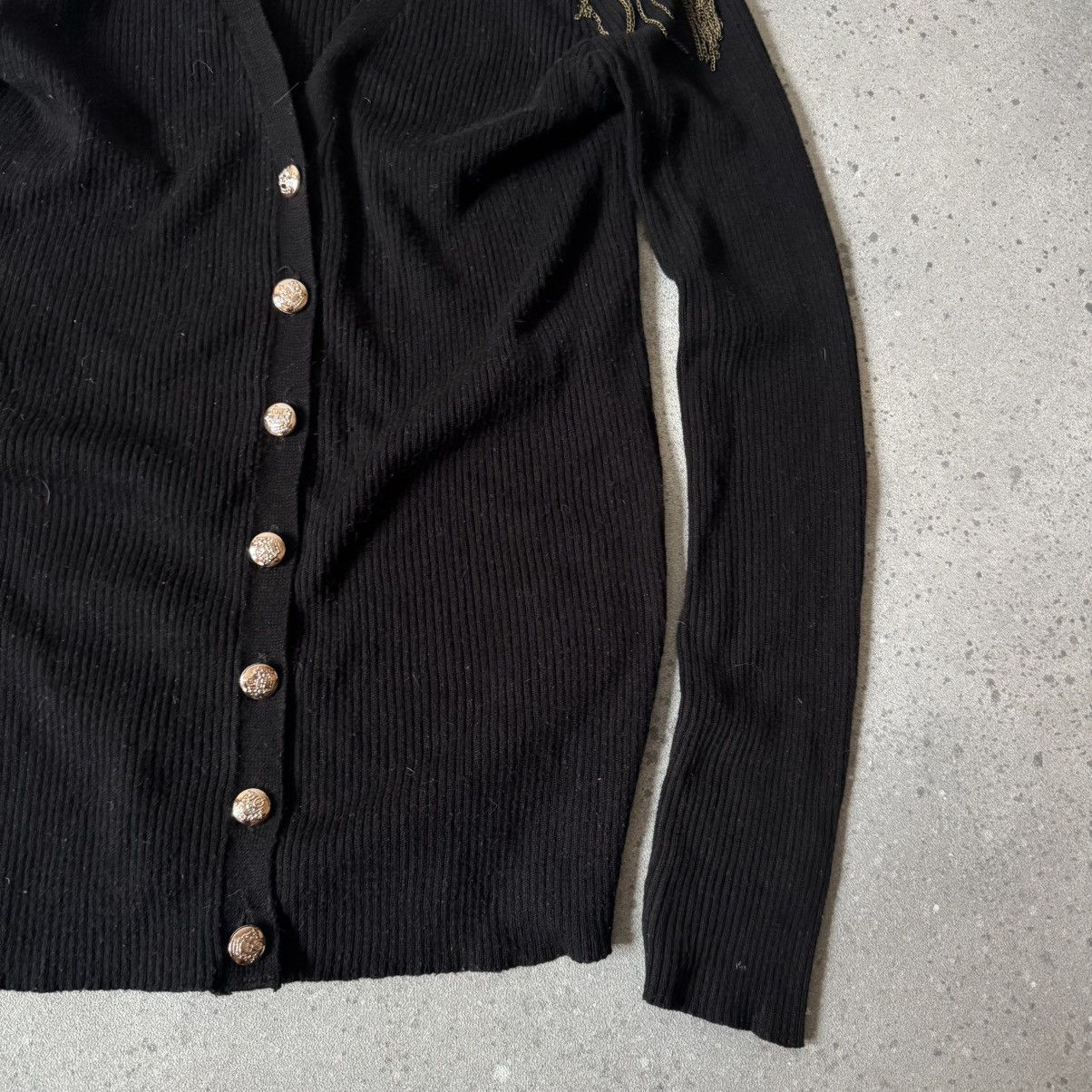 Dolce & Gabbana × Vintage Dolce & Gabbana Ribbed Cardigan with Embellished Epaulettes Size M / US 6-8 / IT 42-44 - 9 Thumbnail