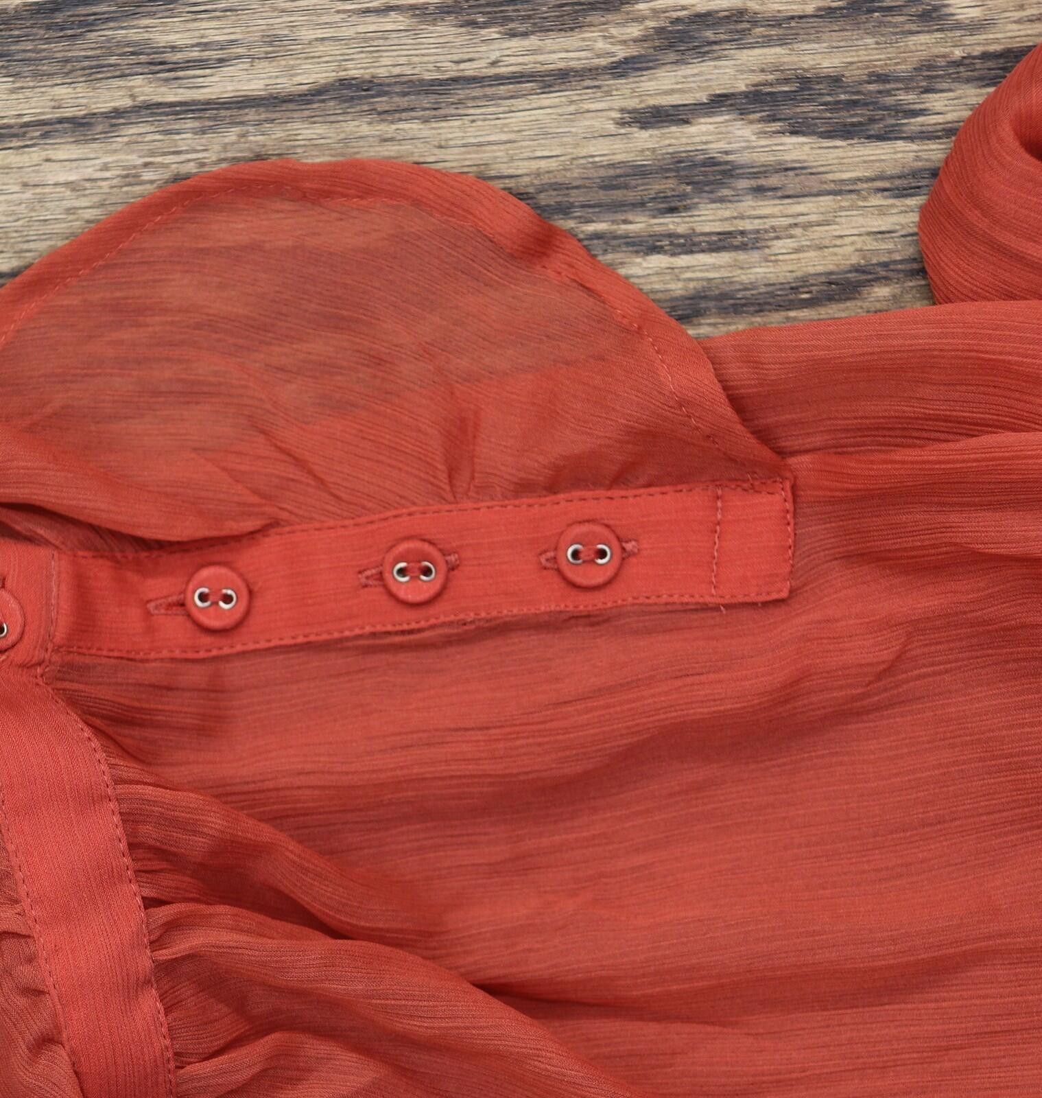 Other Nwt Sam Edelman Sleeve Button Front Top Blouse Red Orange S Size S / US 4 / IT 40 - 7 Thumbnail