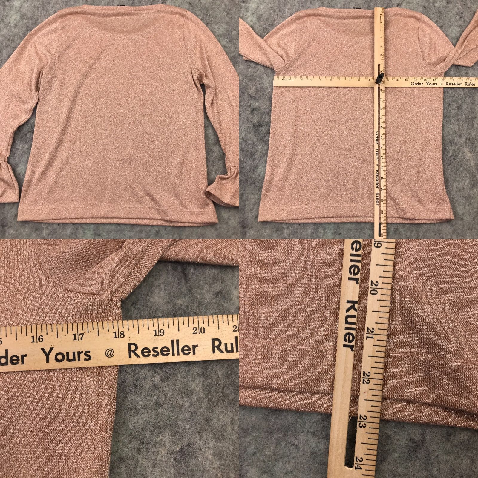 J.Crew J.CREW Shirt Womens Medium Metallic Copper Round Neck Long Sleeve Cuffs Knit Polyester Viscose Bodice Basic All Seasons Fall Spring Summer Winter Size M / US 6-8 / IT 42-44 - 8 Thumbnail