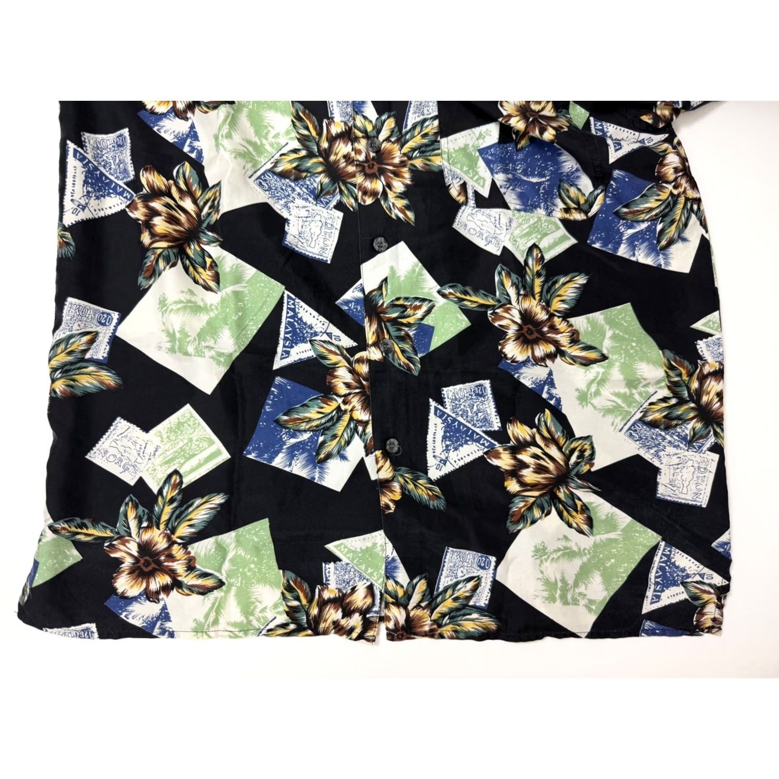 Bill Blass VINTAGE Bill Blass Shirt Men Large Floral Hawaiian Lightweight Silk Black 90s Travel Size US L / EU 52-54 / 3 - 6 Thumbnail