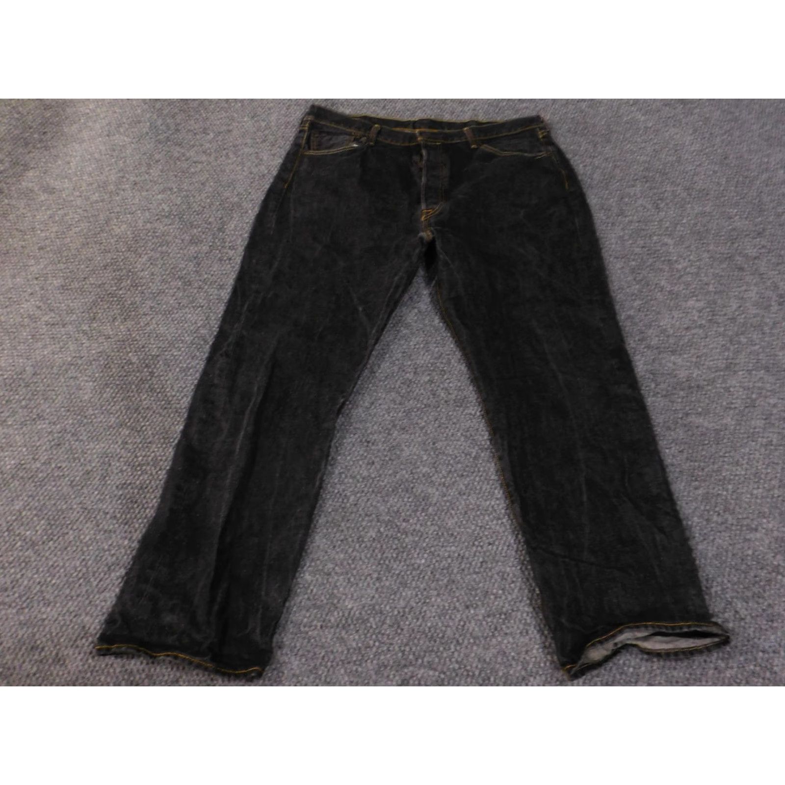 Levi's Levi's 501 Jeans Mens 38x30 Black Button Fly Straight Denim Classic Regular Inseam 30 Classic Five-Pocket Size US 38 / EU 54 - 3 Thumbnail