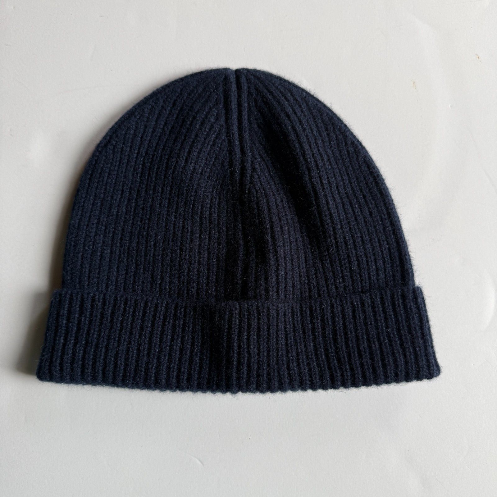 J.Crew J.Crew 100% Cashmere Navy Blue Rib Knit Beanie Navy Hat Size ONE SIZE - 2 Thumbnail