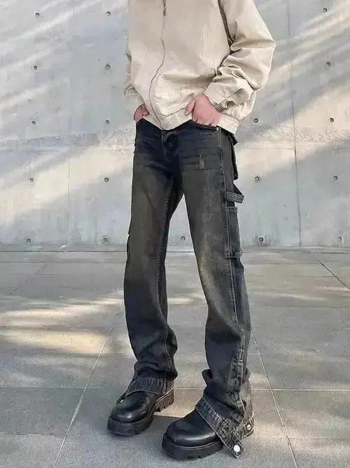 Japanese Brand Nostalgic washed workwear-breasted micro-flare jeans Size US 32 / EU 48 - 6 Thumbnail
