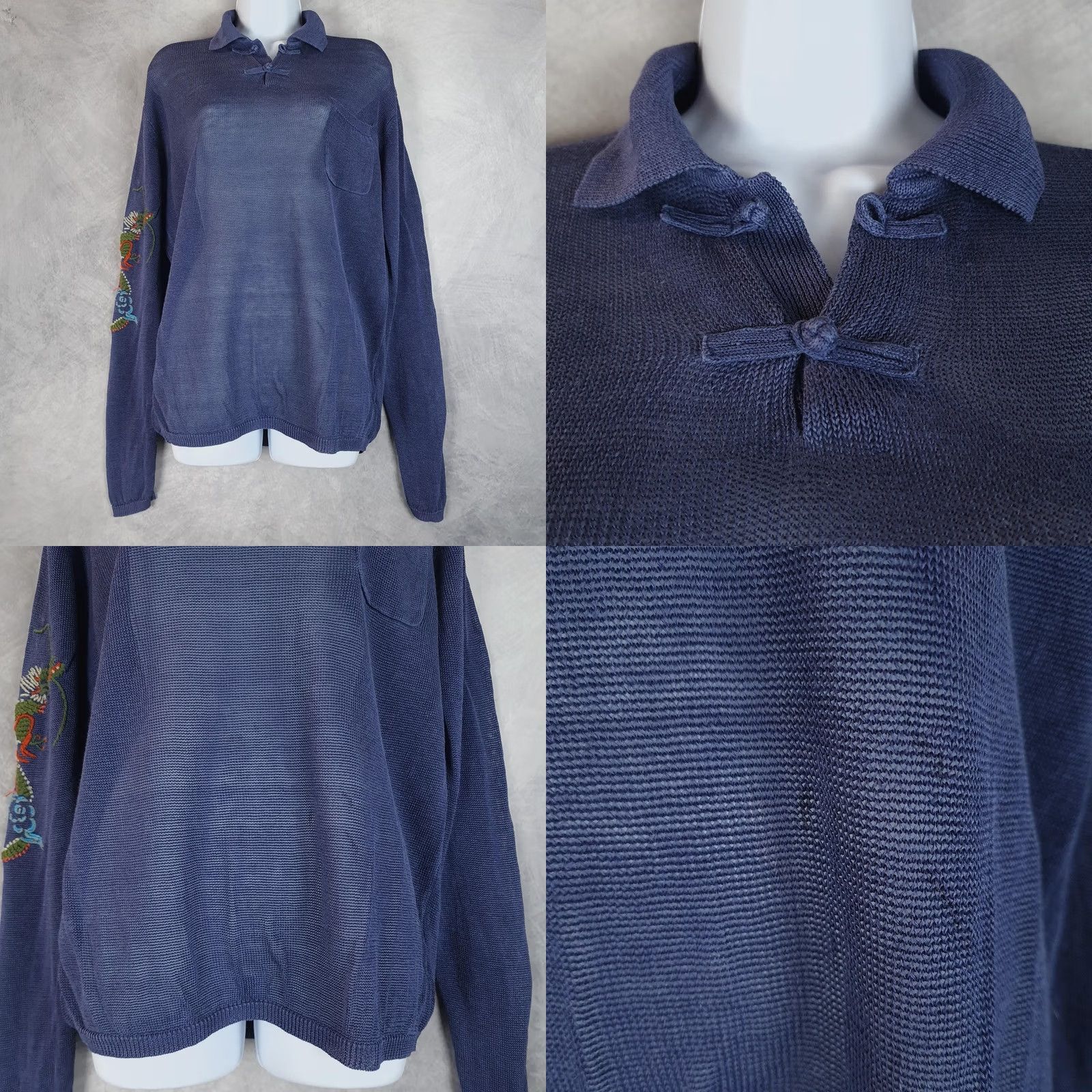 Polo Ralph Lauren Polo Ralph Lauren Shirt Mens Large Blue Linen Dragon Knit Collared Pocket Size US L / EU 52-54 / 3 - 10 Thumbnail