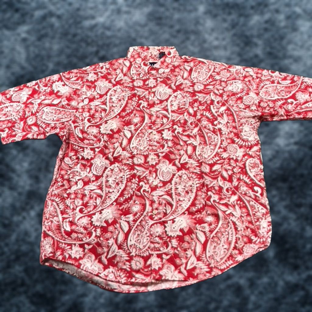 Gap VINTAGE Gap Shirt Mens M Red Paisley Camp Collar 90s Button-Up Cotton Short Sleeve Summer Casual Mens Size US M / EU 48-50 / 2 - 1 Thumbnail