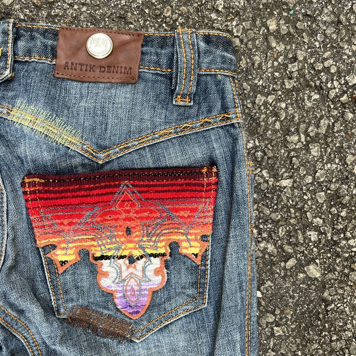 Japanese Brand Flared Antik Denim Embroidery Bootcut Pants Size 25" / US 0 / IT 36 - 15 Thumbnail