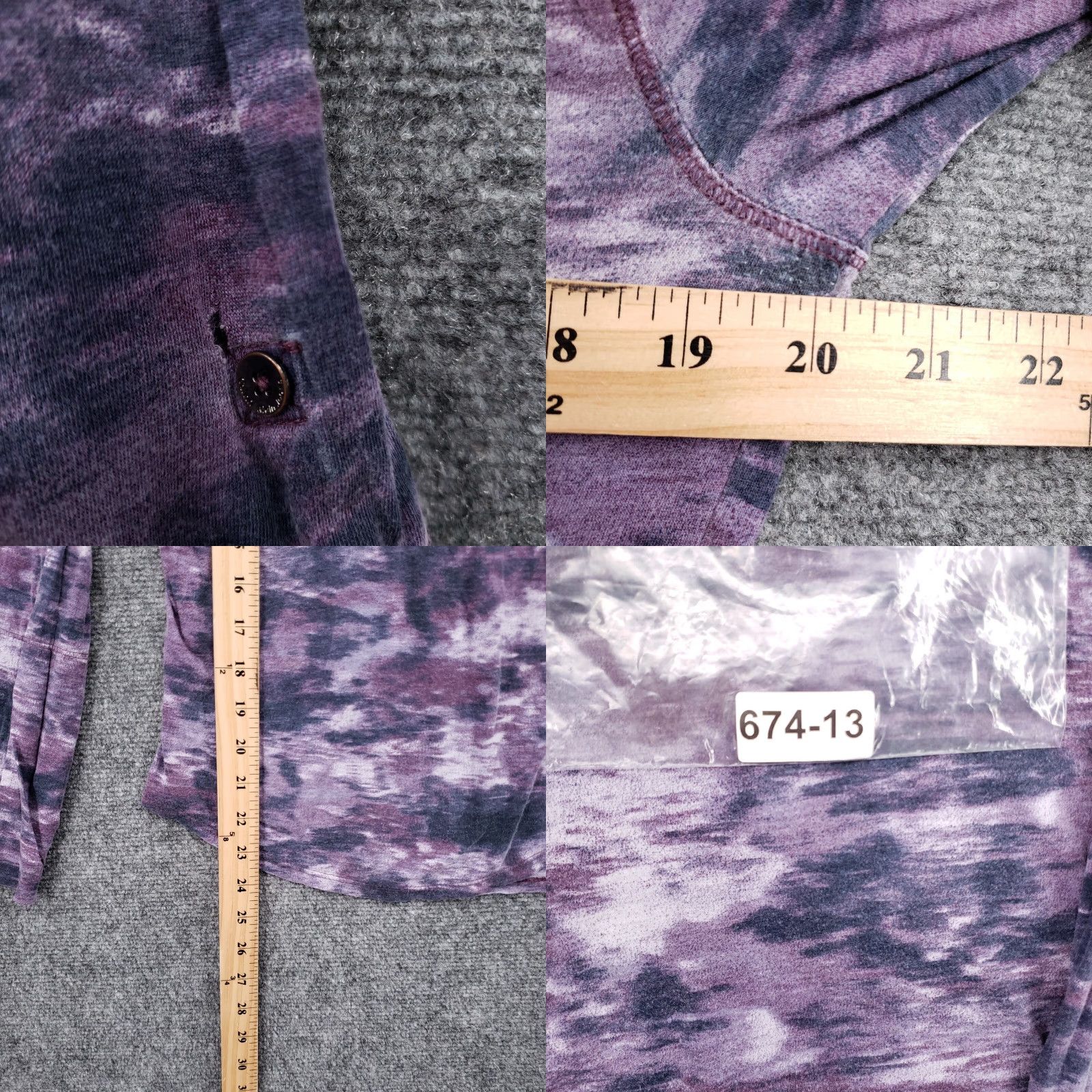 Calvin Klein Calvin Klein Collection T-Shirt Womens S Purple Tie Dye Smocked Roll Tab Sleeves V-Neck Short Sleeve Shirt Womens Medium? Size S / US 4 / IT 40 - 8 Thumbnail