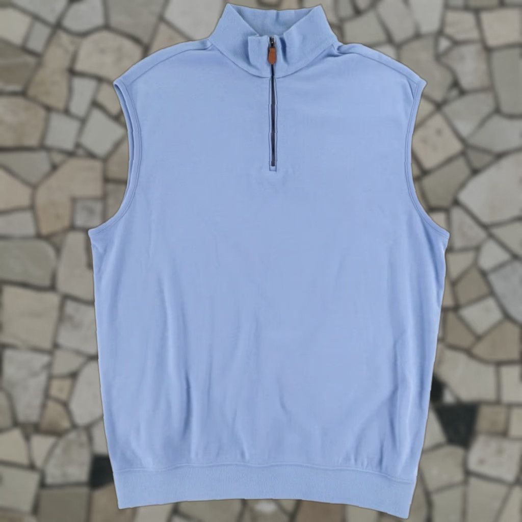 Polo Ralph Lauren Polo Ralph Lauren Pima Cotton 1/4 Zip Vest Sweater Blue Men's L Shirt Size US L / EU 52-54 / 3 - 1 Thumbnail