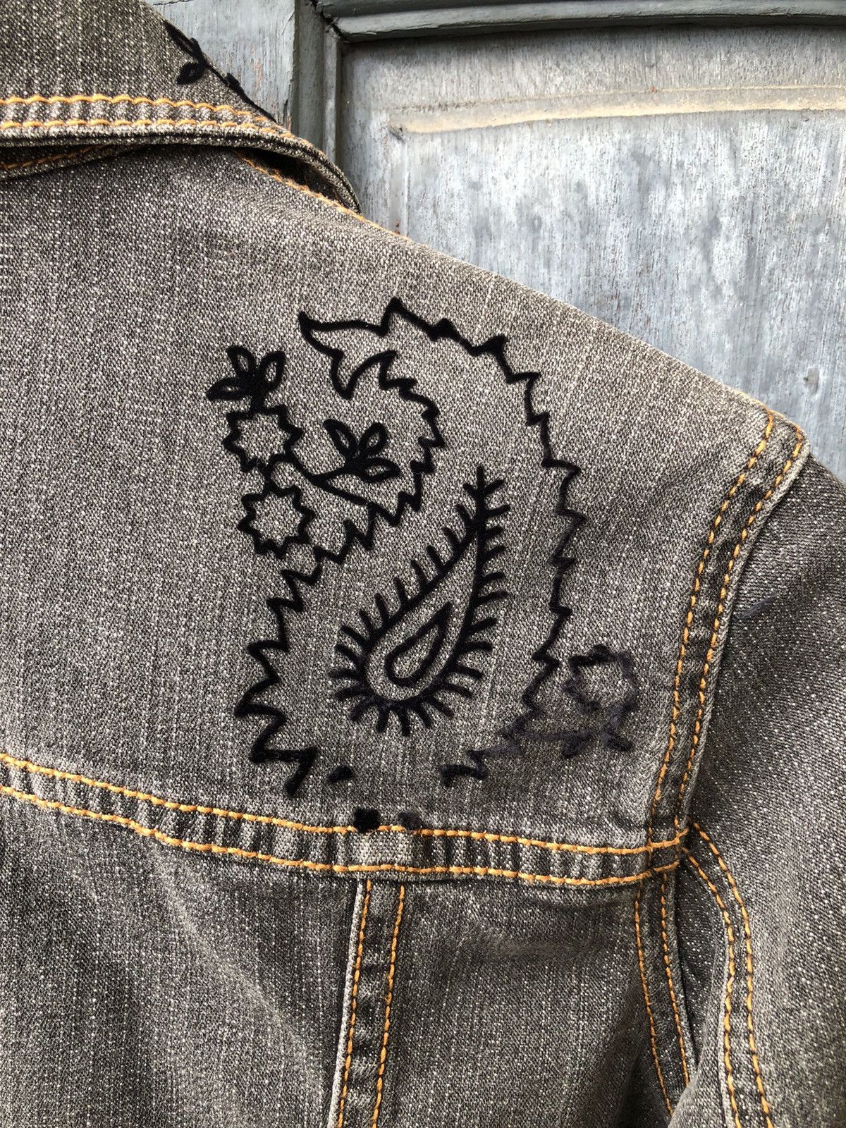 Vintage Eterno Belleza Paisley Black Denim Jacket Vintage Style Size M / US 6-8 / IT 42-44 - 16 Thumbnail