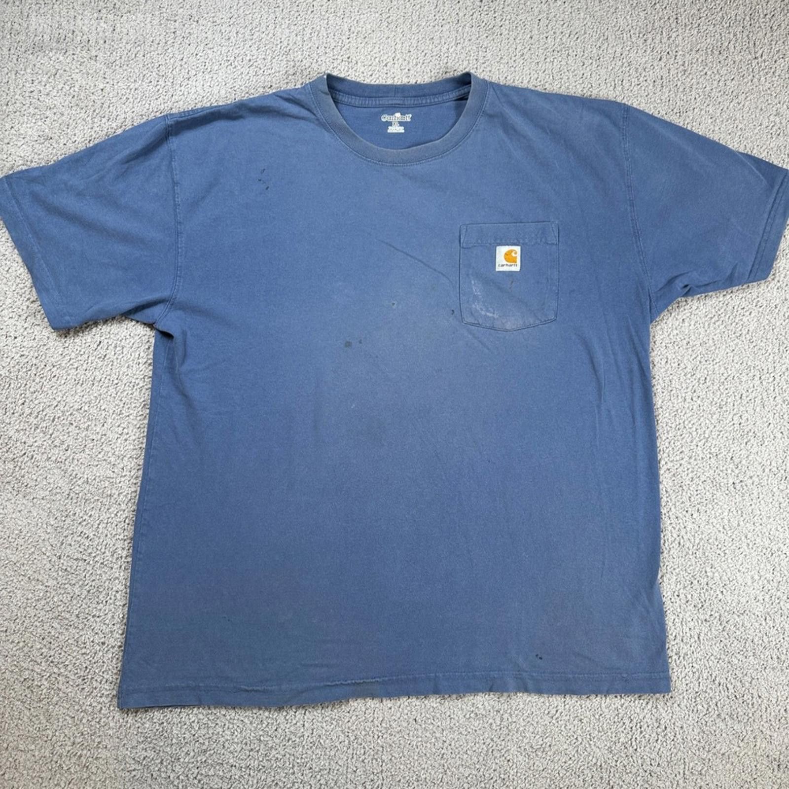 Carhartt Carhartt K87 Royal Blue Pocket T Shirt Mens XL Workwear Size US XL / EU 56 / 4 - 1 Thumbnail
