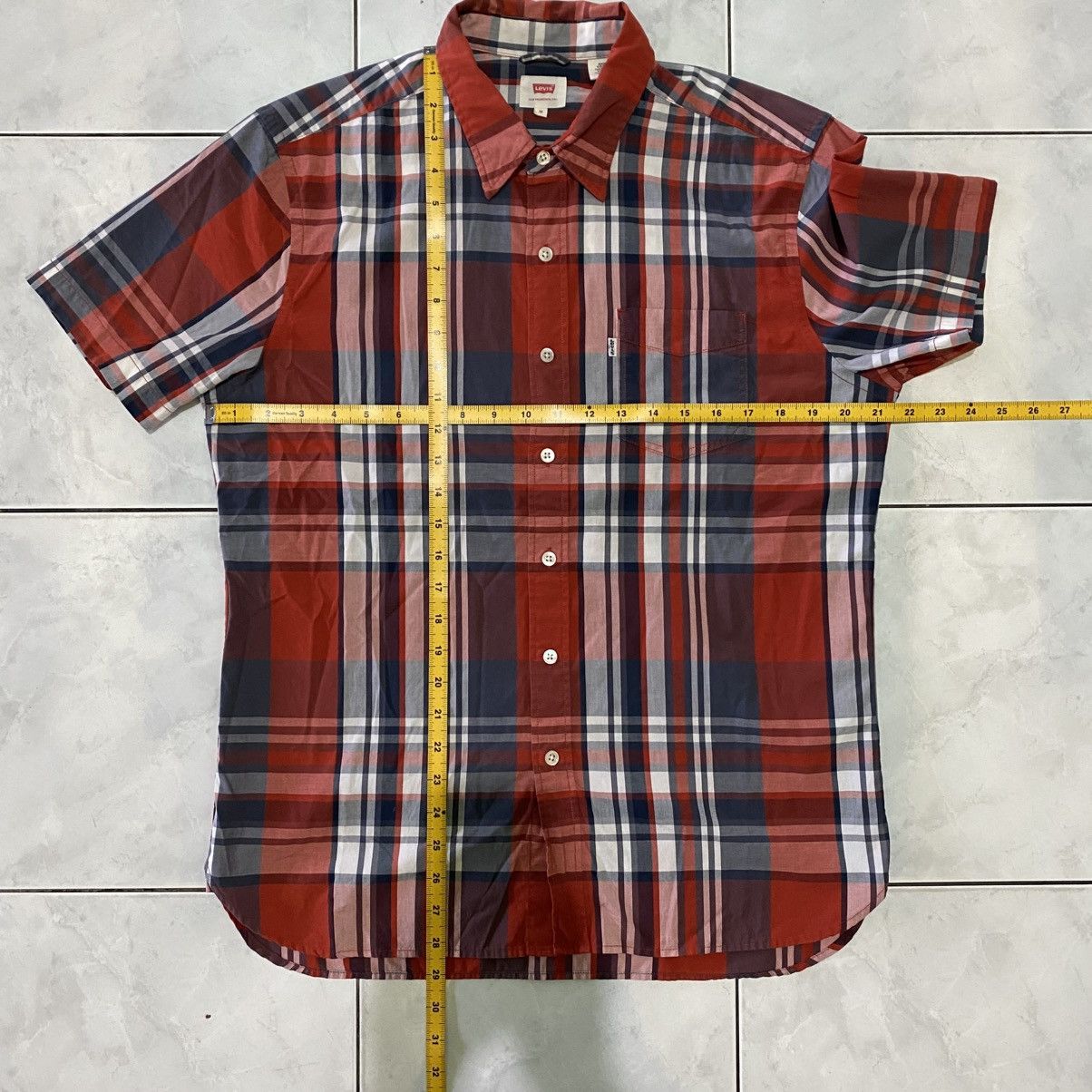 Levi's Levi’s Red Navy Plaid Short Sleeve Shirt Classic Summer Look Size US M / EU 48-50 / 2 - 17 Thumbnail