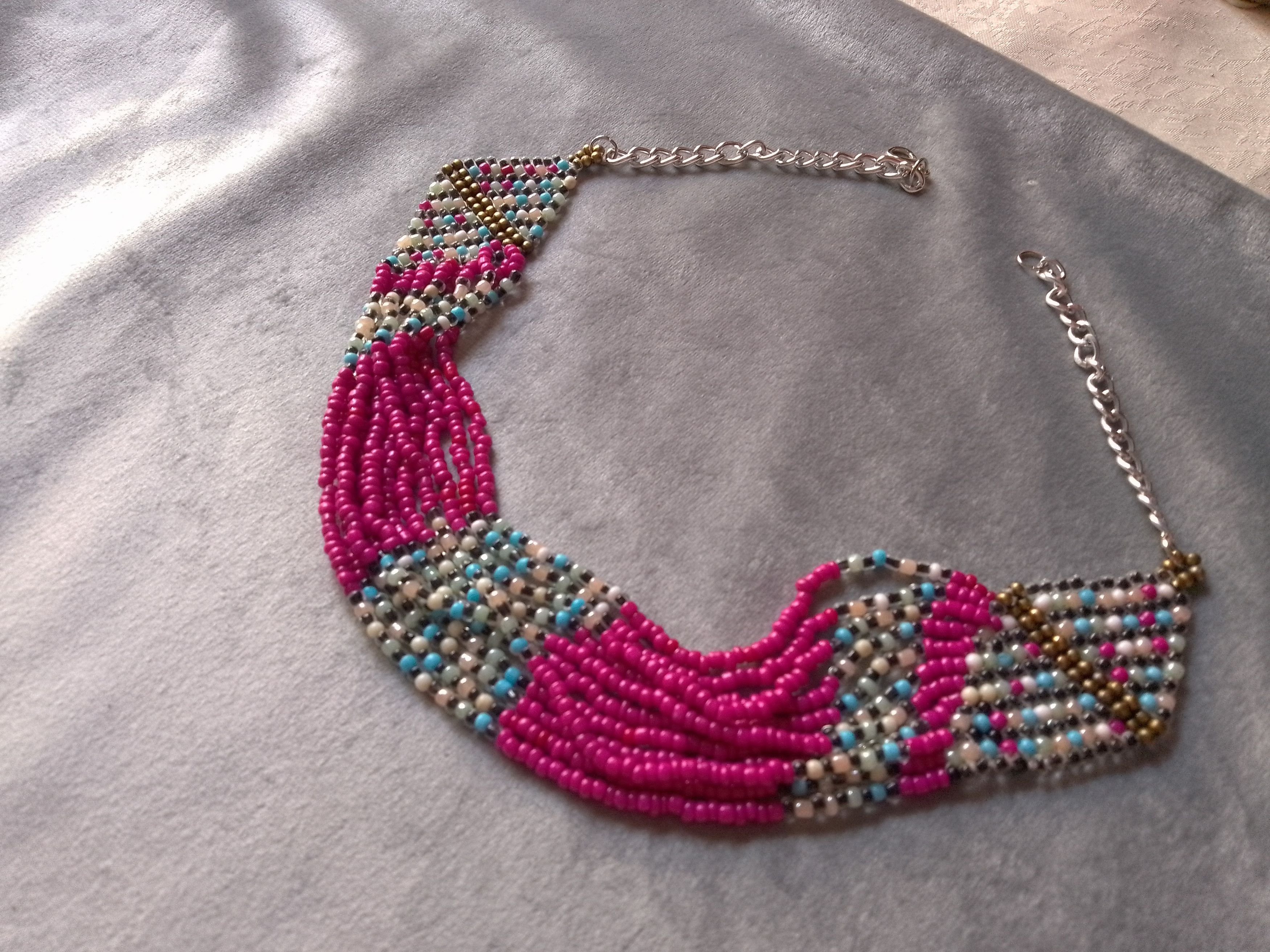 Handmade Necklace Ethnic African Style Pink Multicolor Multithread Size ONE SIZE - 5 Thumbnail